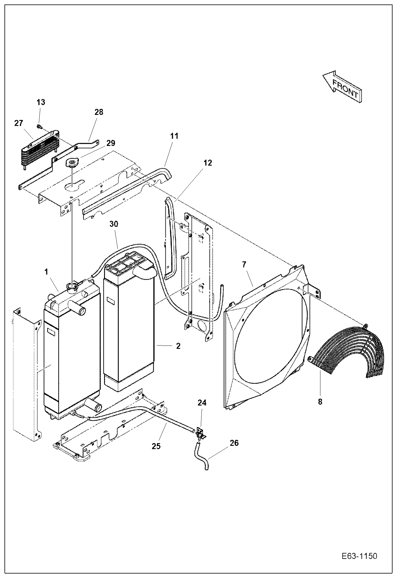 Схема запчастей Bobcat E63 - ENGINE & ATTACHING PARTS (Radiator) POWER UNIT