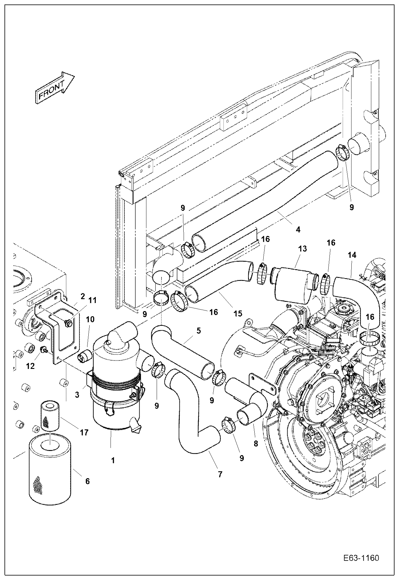 Схема запчастей Bobcat E63 - ENGINE & ATTACHING PARTS (Air Cleaner) POWER UNIT