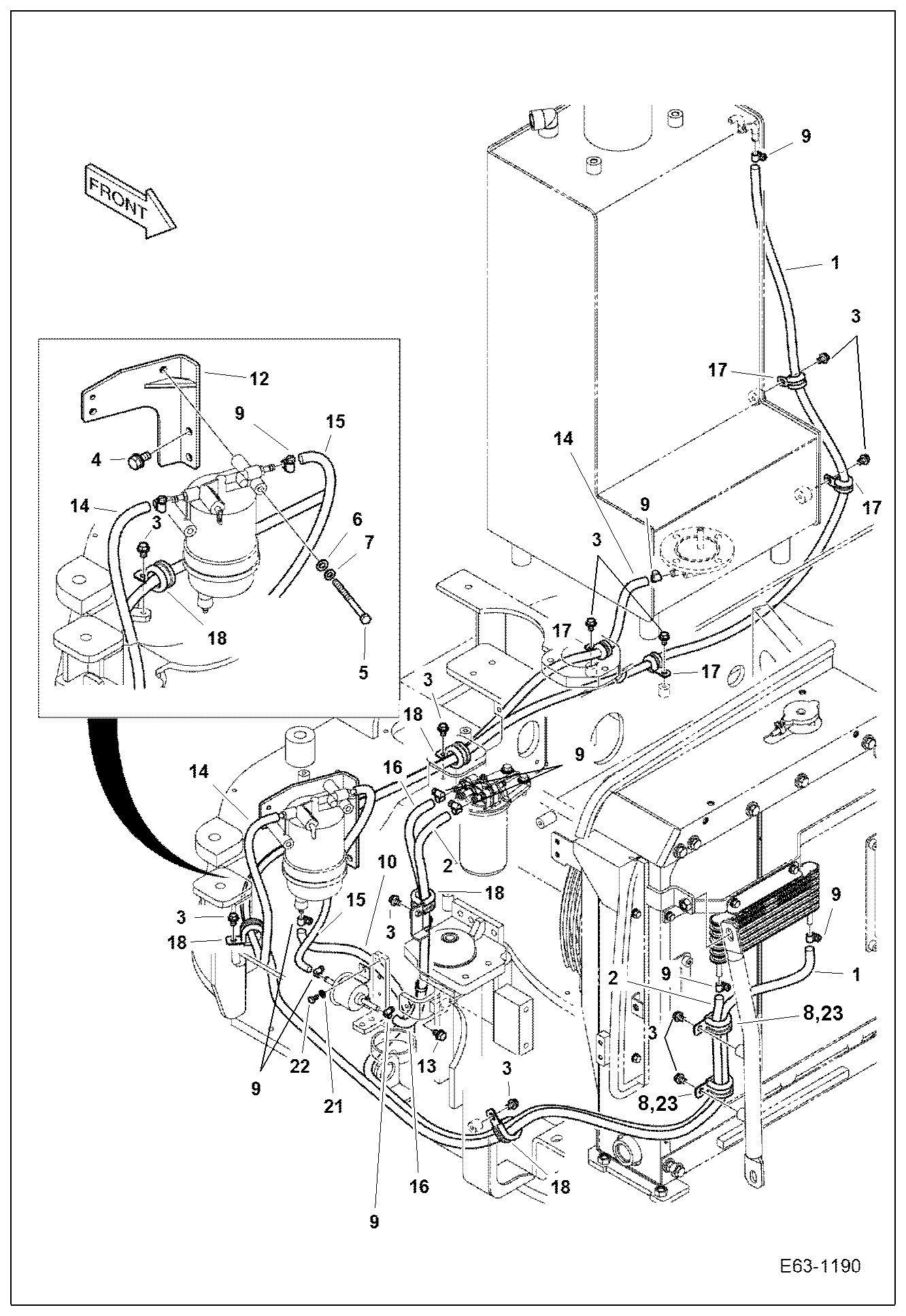 Схема запчастей Bobcat E63 - FUEL SYSTEM POWER UNIT