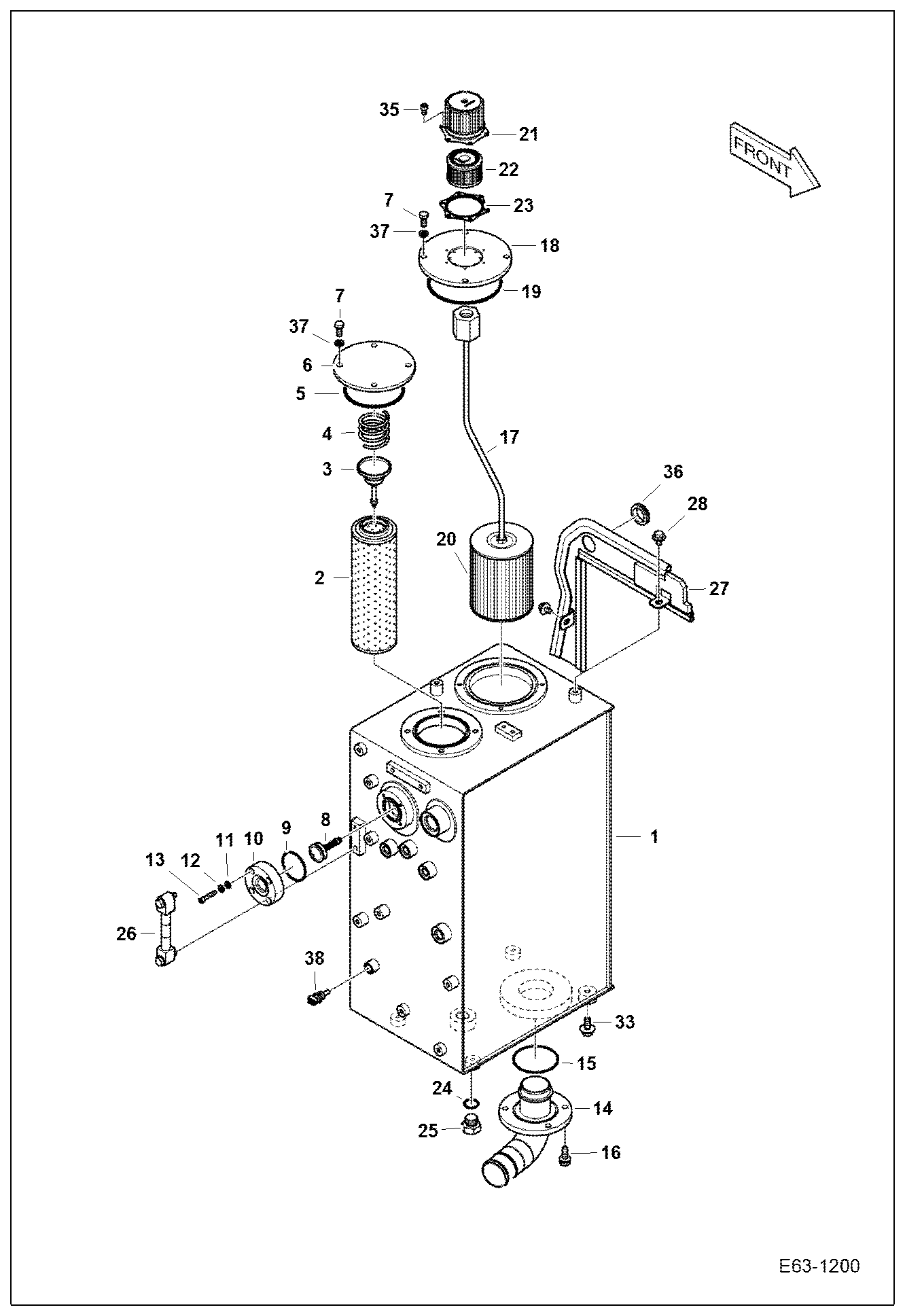 Схема запчастей Bobcat E63 - HYDRAULIC CIRCUITRY (Oil Tank) HYDRAULIC SYSTEM