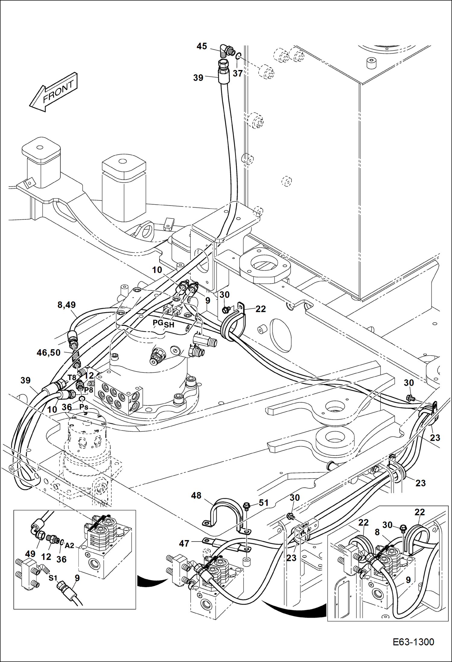 Схема запчастей Bobcat E63 - HYDRAULIC CIRCUITRY (Pump to Slew Motor) HYDRAULIC SYSTEM