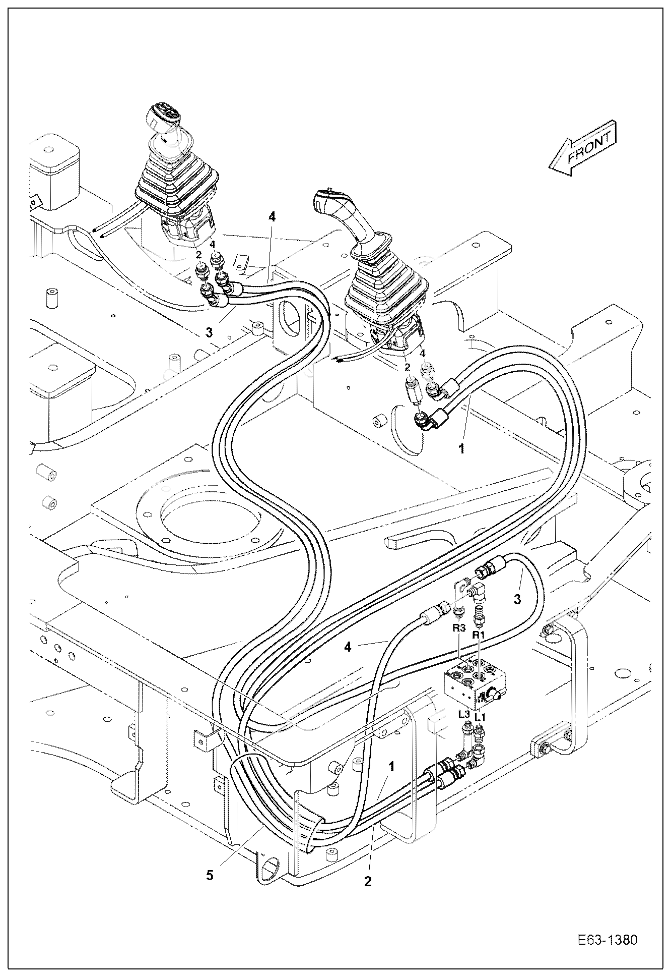 Схема запчастей Bobcat E63 - HYDRAULIC CIRCUITRY (STD/ISO) HYDRAULIC SYSTEM