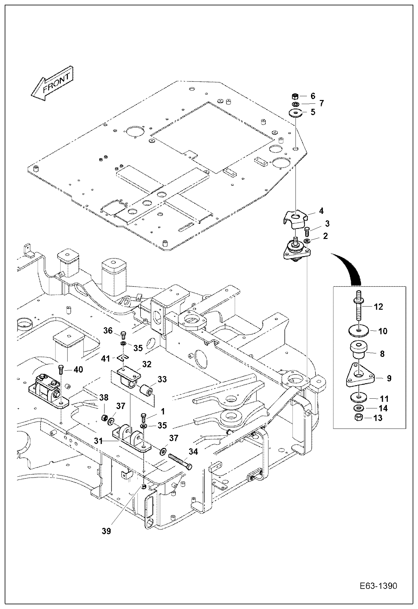 Схема запчастей Bobcat E63 - OPERATOR CAB (Mounting) MAIN FRAME