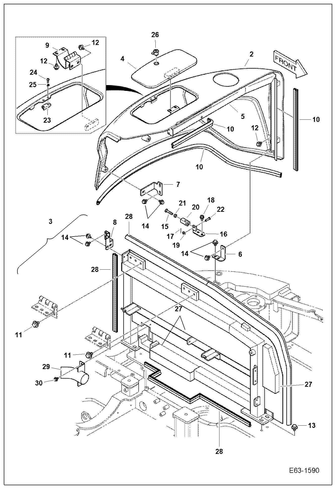 Схема запчастей Bobcat E63 - TAILGATE MAIN FRAME