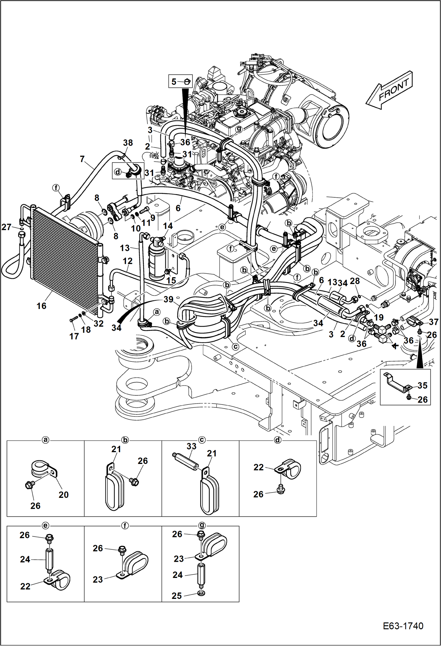 Схема запчастей Bobcat E63 - AIR CONDITIONING (Chassis) MAIN FRAME