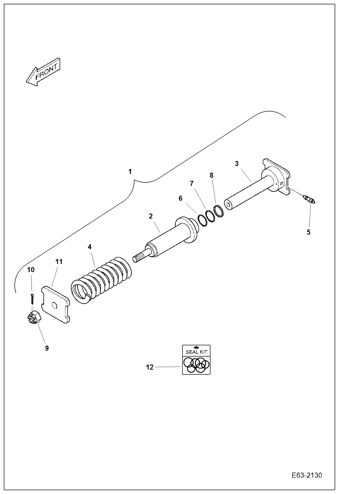 Схема запчастей Bobcat E63 - TRACK TENSIONER UNDERCARRIAGE