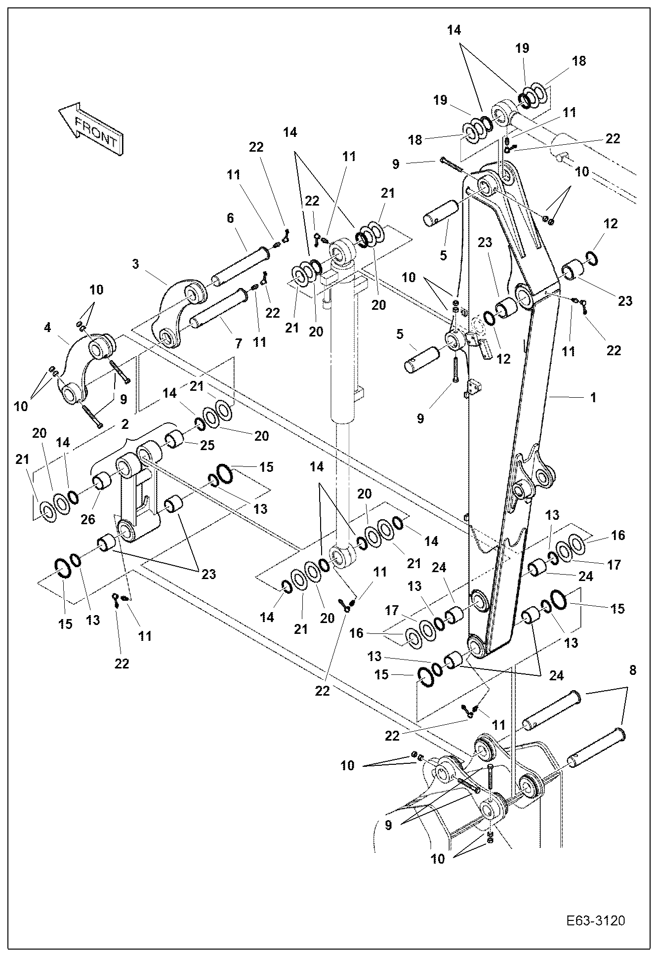 Схема запчастей Bobcat E62 - ARM (1.9m) (Thumb) WORK EQUIPMENT