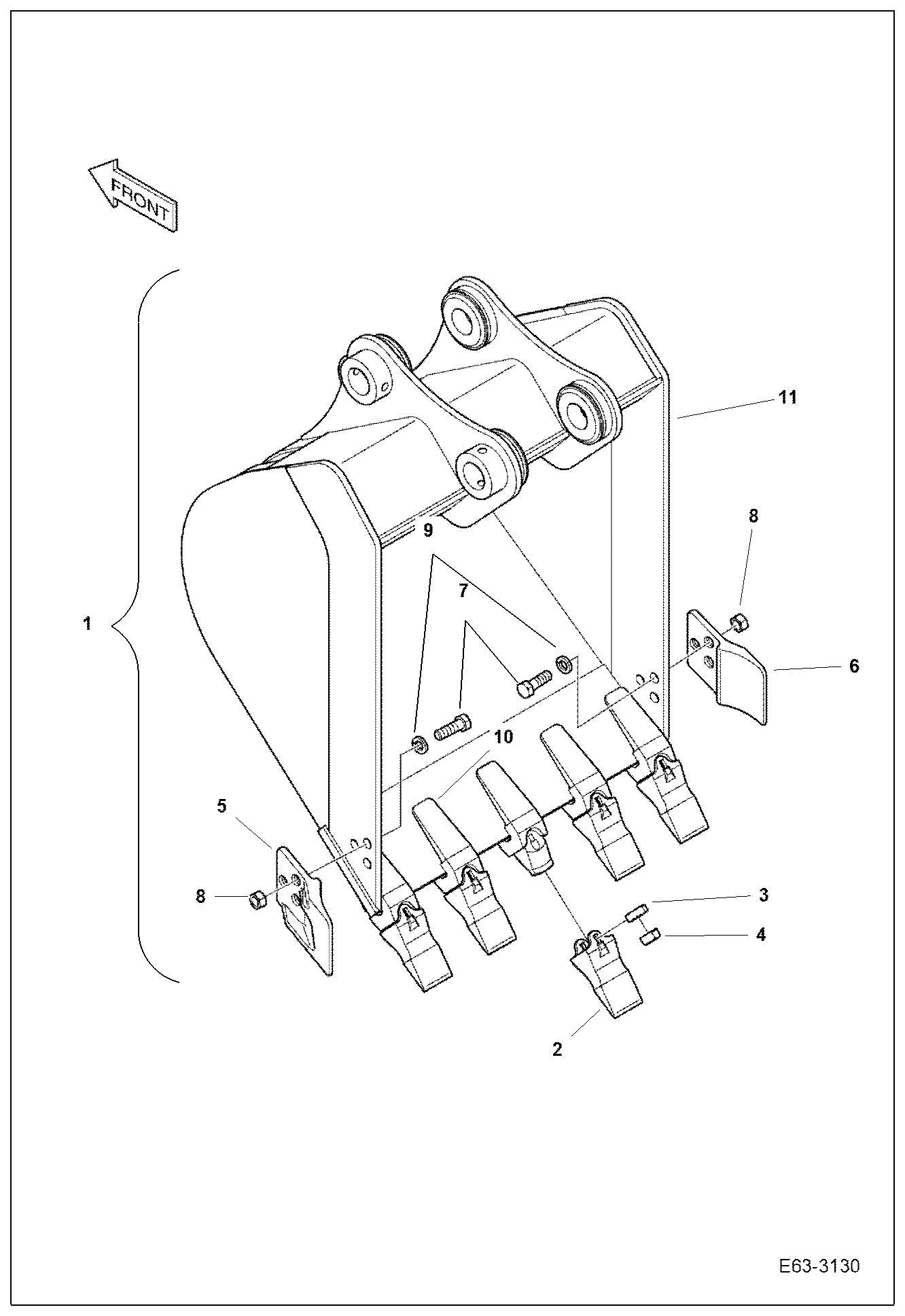 Схема запчастей Bobcat E63 - BUCKET (0.175m) WORK EQUIPMENT