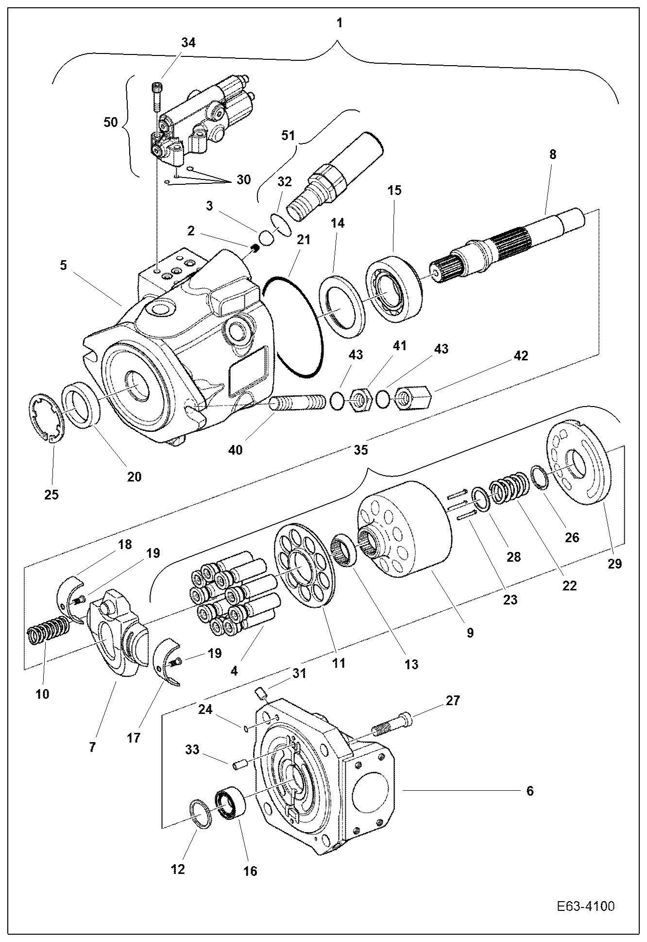 Схема запчастей Bobcat E63 - HYDRAULIC PUMP HYDRAULIC SYSTEM