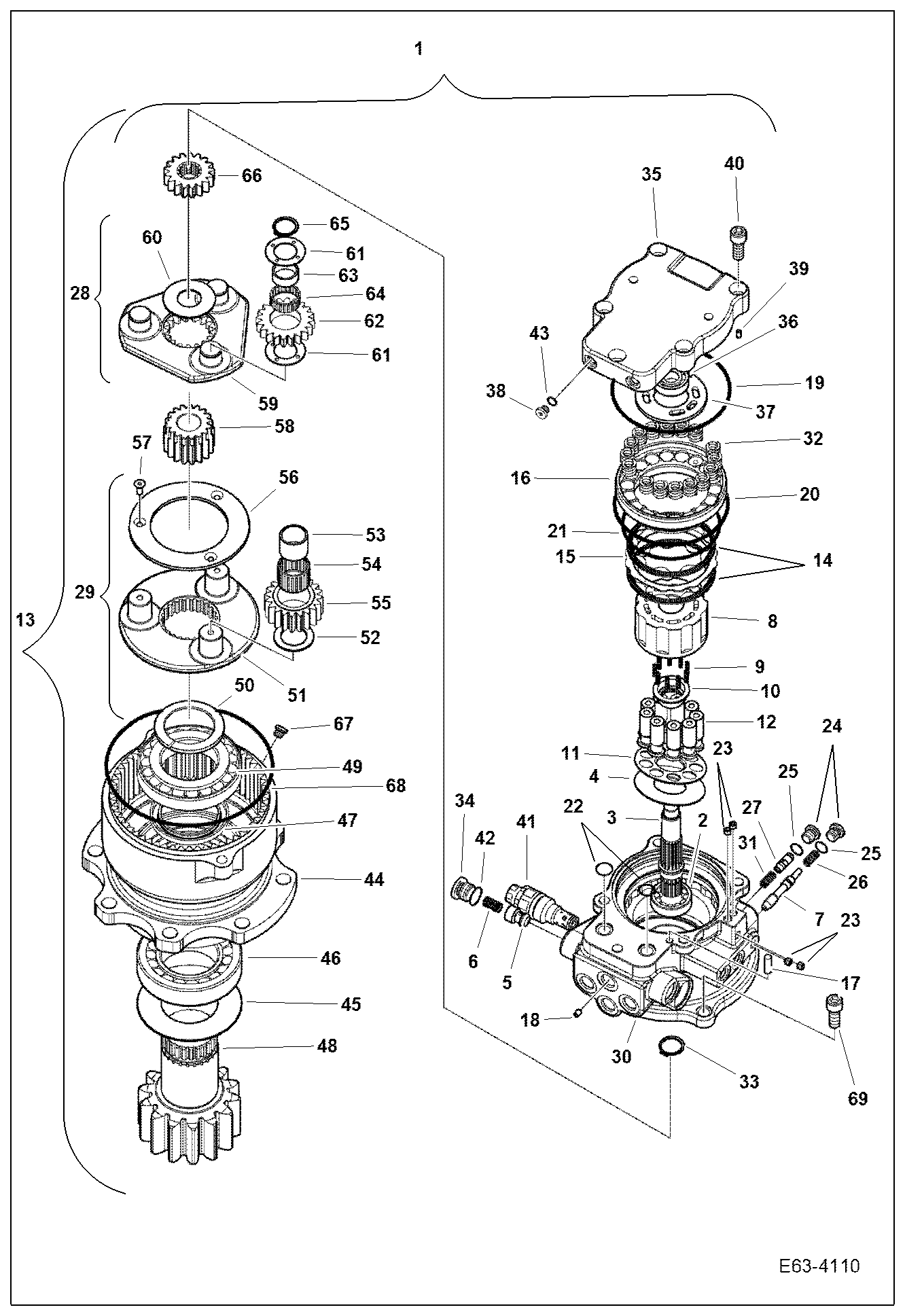 Схема запчастей Bobcat E63 - SLEW MOTOR HYDRAULIC SYSTEM