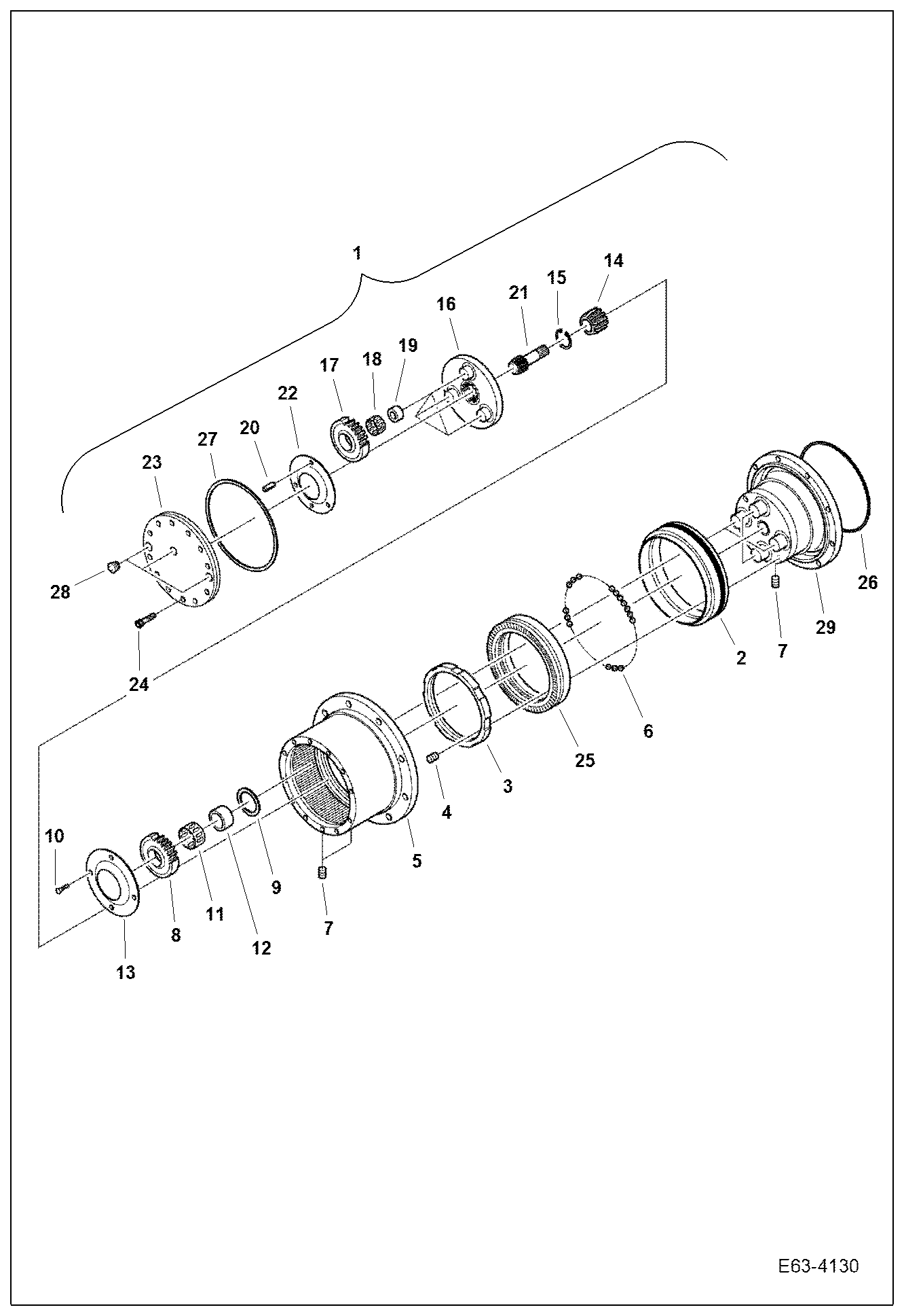 Схема запчастей Bobcat E63 - DRIVE MOTOR (Reduction Gear) HYDRAULIC SYSTEM