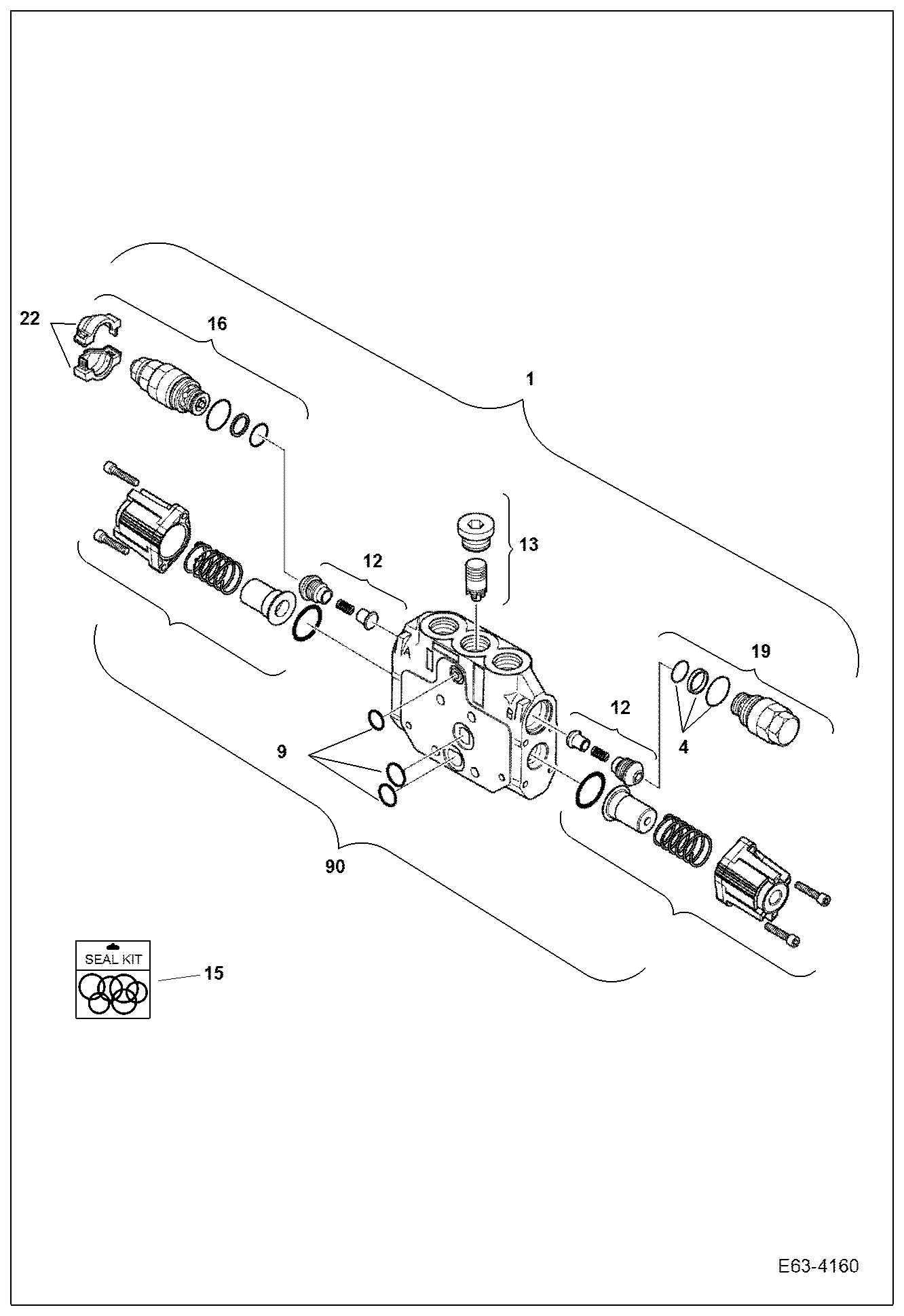 Схема запчастей Bobcat E63 - VALVE SECTION (Offset Section) HYDRAULIC SYSTEM