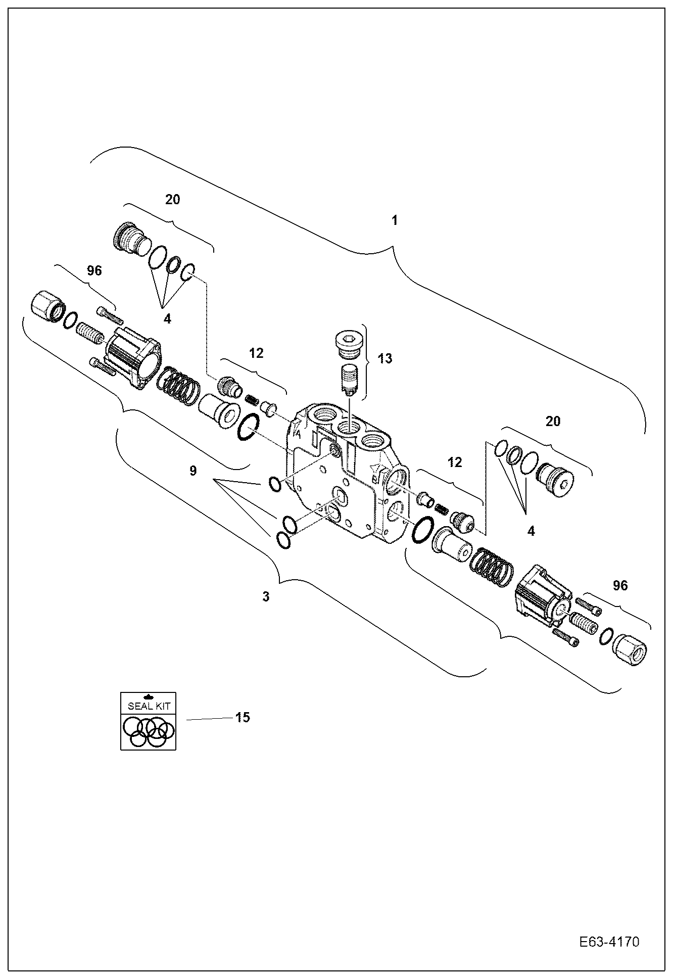 Схема запчастей Bobcat E63 - VALVE SECTION (Slew Section) HYDRAULIC SYSTEM