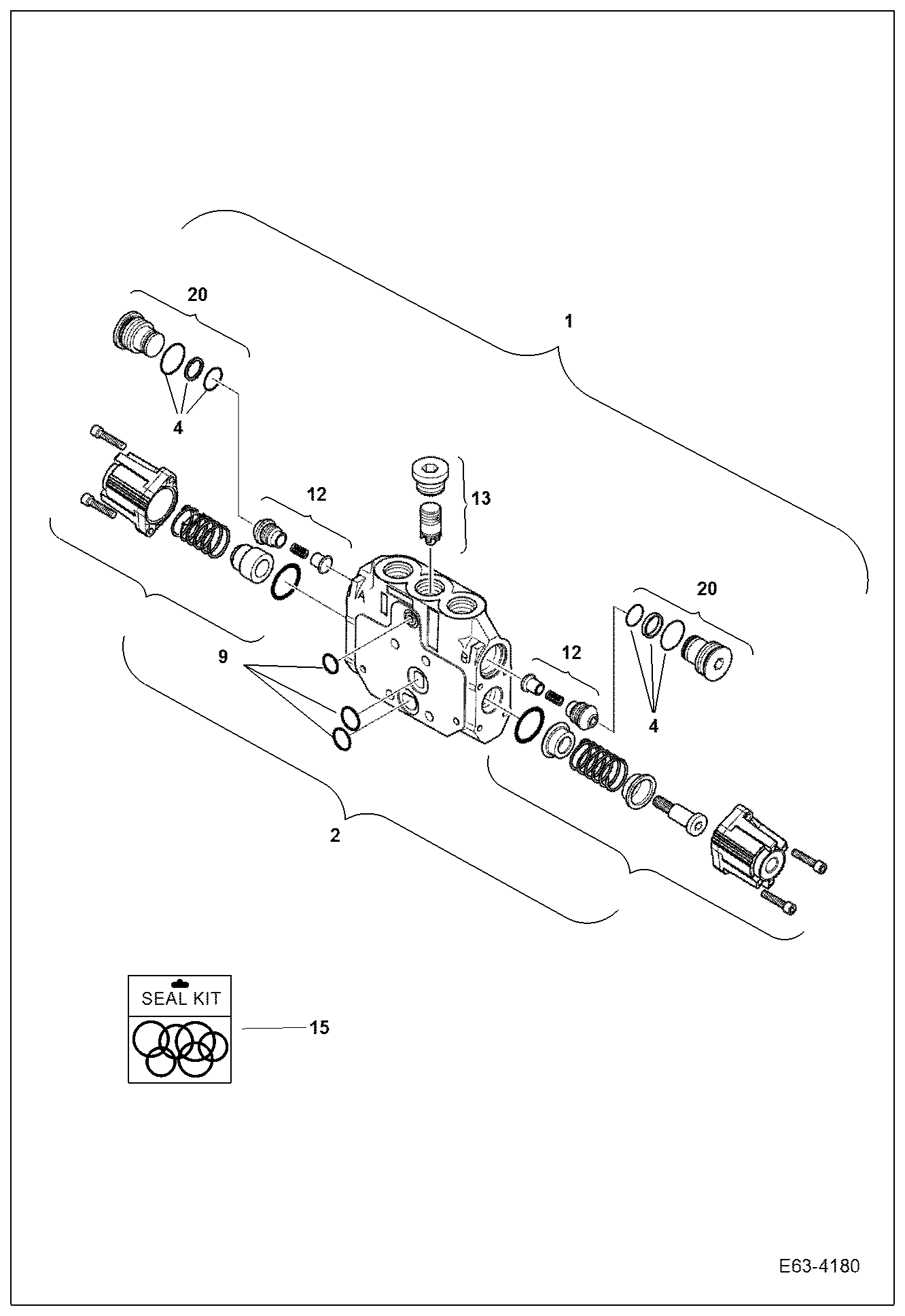 Схема запчастей Bobcat E63 - VALVE SECTION (Dozer Section) HYDRAULIC SYSTEM