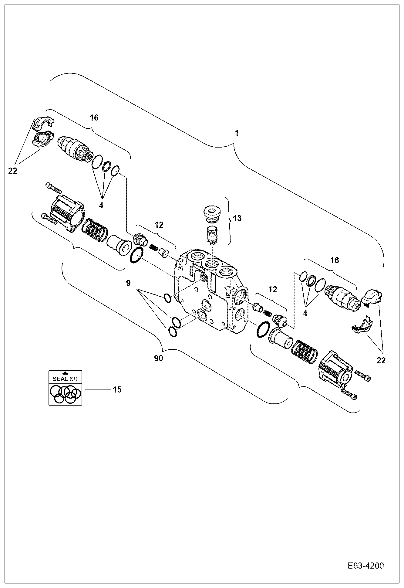 Схема запчастей Bobcat E62 - VALVE SECTION (Bucket section) HYDRAULIC SYSTEM