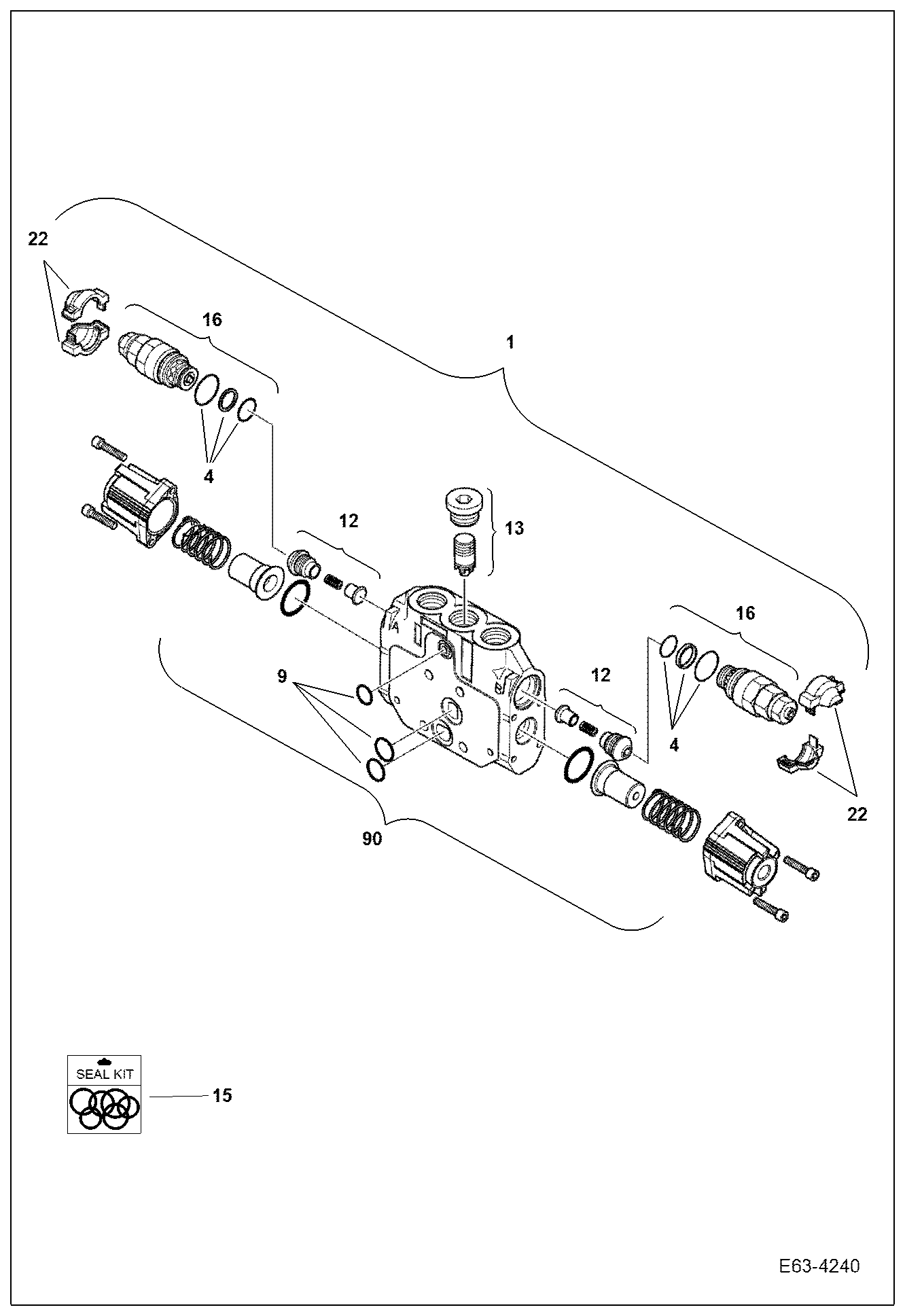 Схема запчастей Bobcat E63 - VALVE SECTION (Boom Section) HYDRAULIC SYSTEM