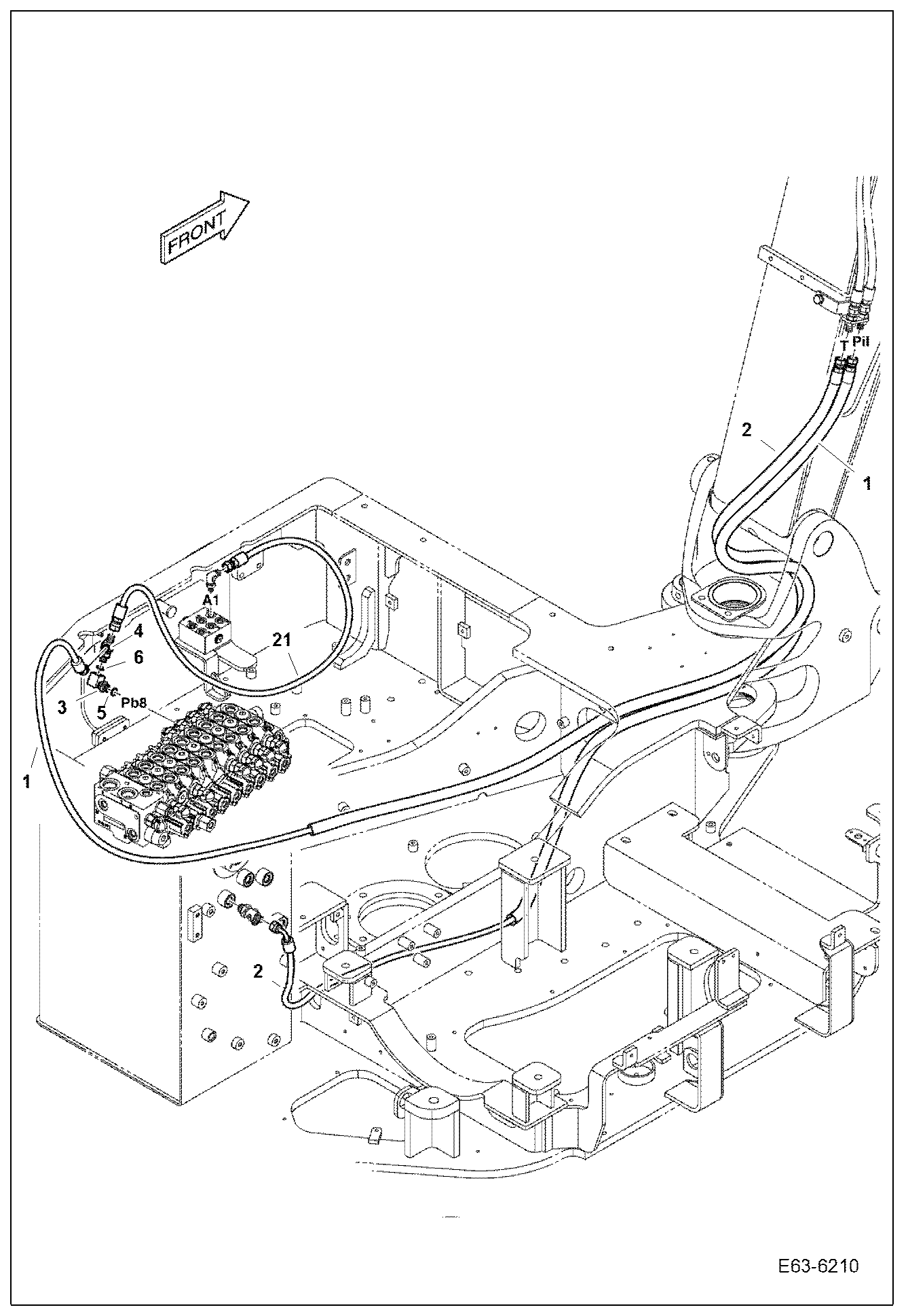 Схема запчастей Bobcat E63 - HYDRAULIC PILOT CIRCUITRY (Arm Lock Valve) ACCESSORIES & OPTIONS