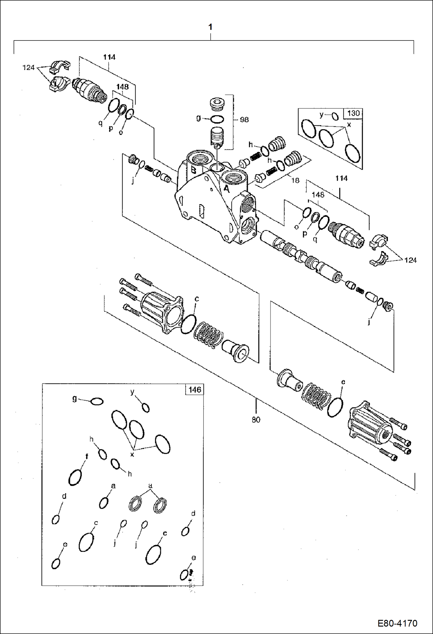 Схема запчастей Bobcat E80 - VALVE SECTION (Boom Section) HYDRAULIC SYSTEM