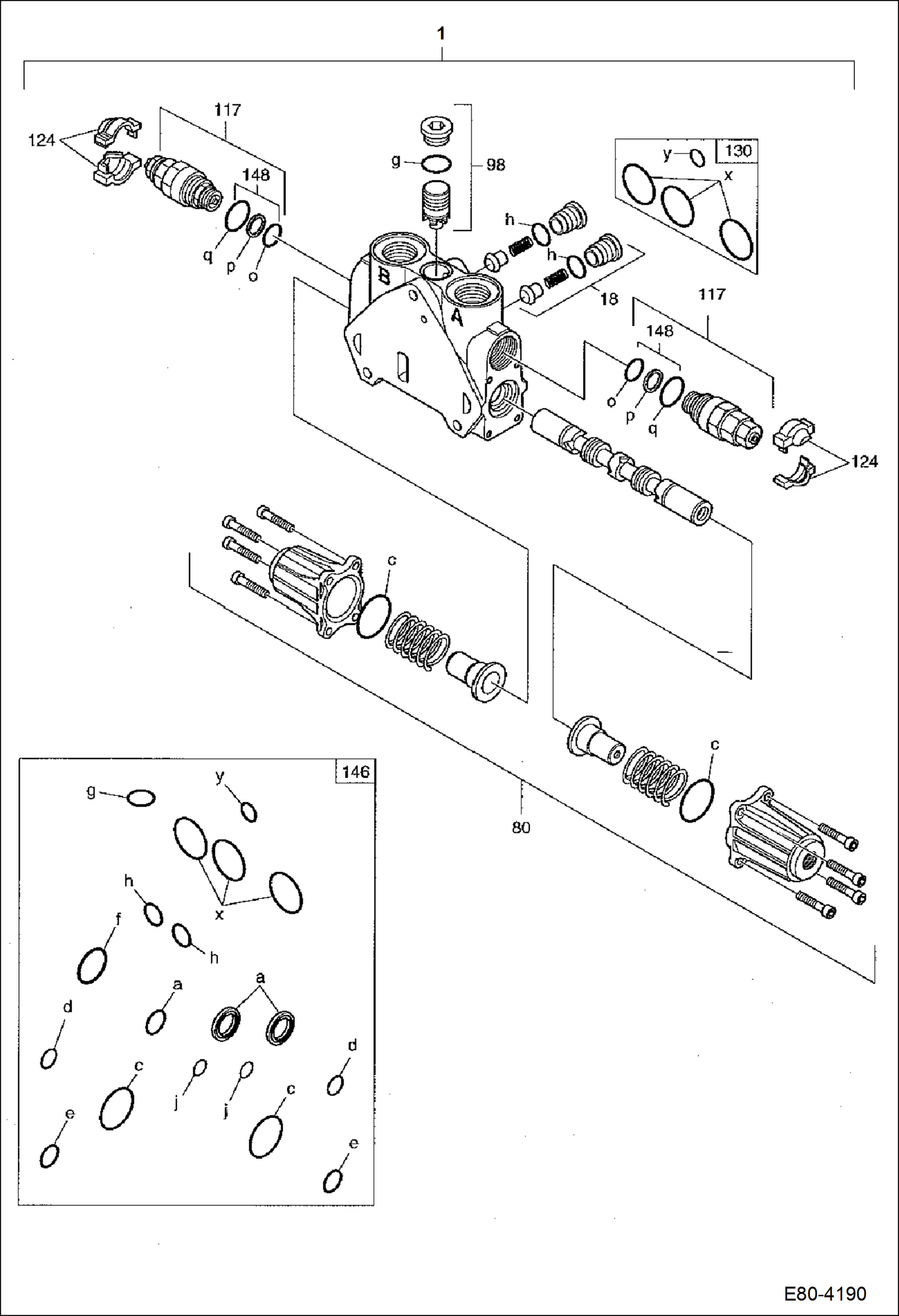 Схема запчастей Bobcat E80 - VALVE SECTION (Bucket Section) HYDRAULIC SYSTEM