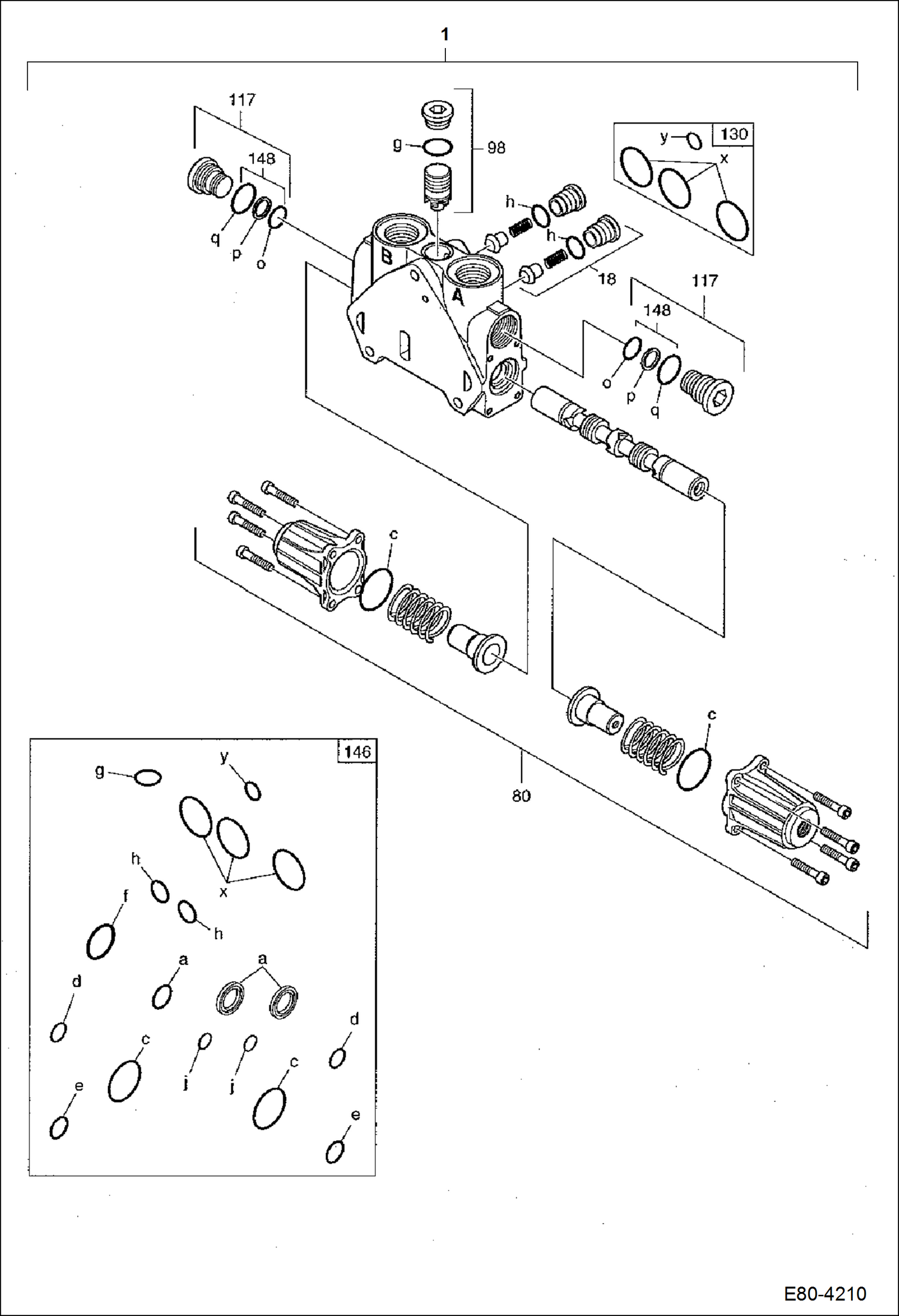 Схема запчастей Bobcat E80 - VALVE SECTION (Blade Section) HYDRAULIC SYSTEM