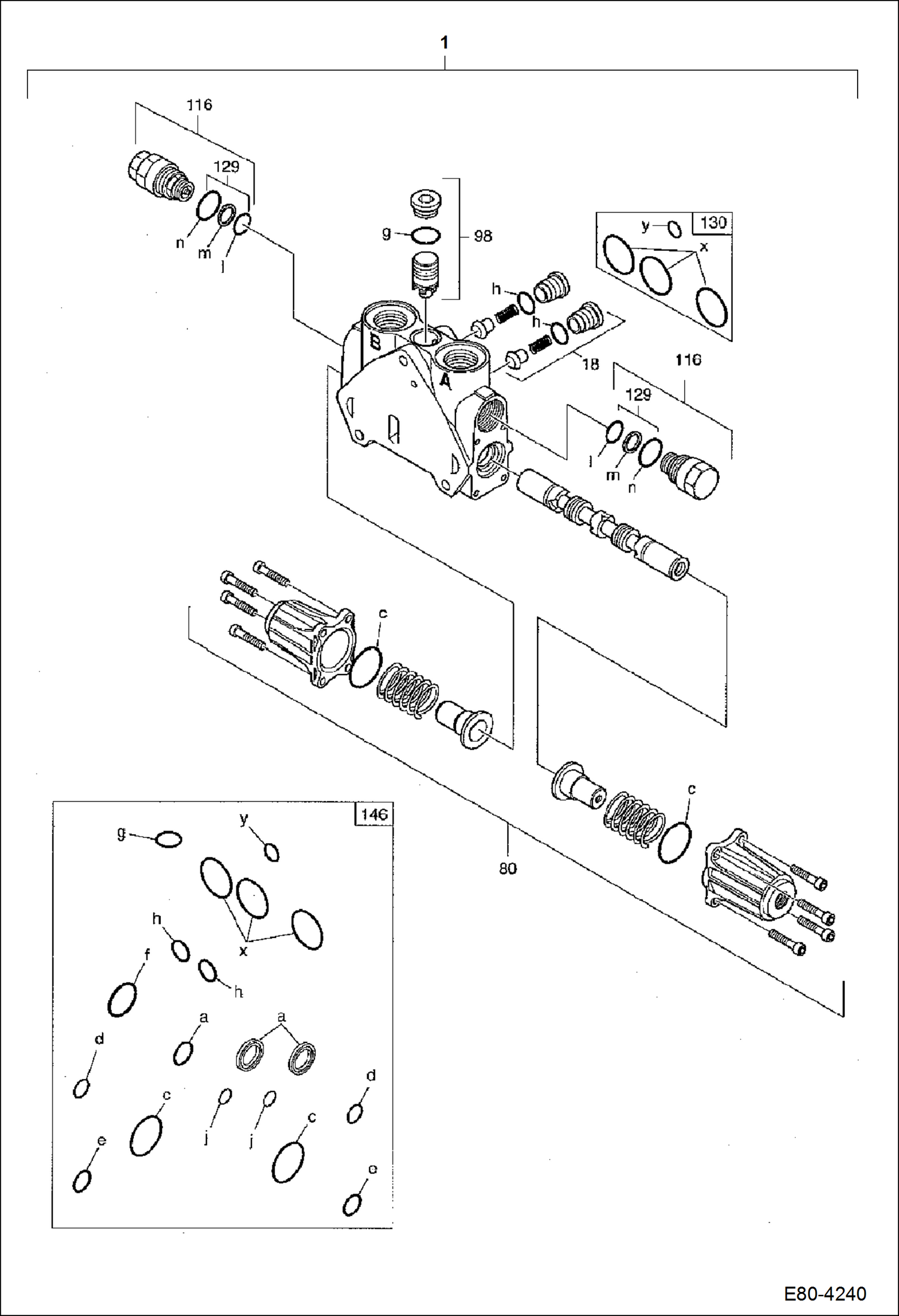 Схема запчастей Bobcat E80 - VALVE SECTION (Boom Slew) HYDRAULIC SYSTEM