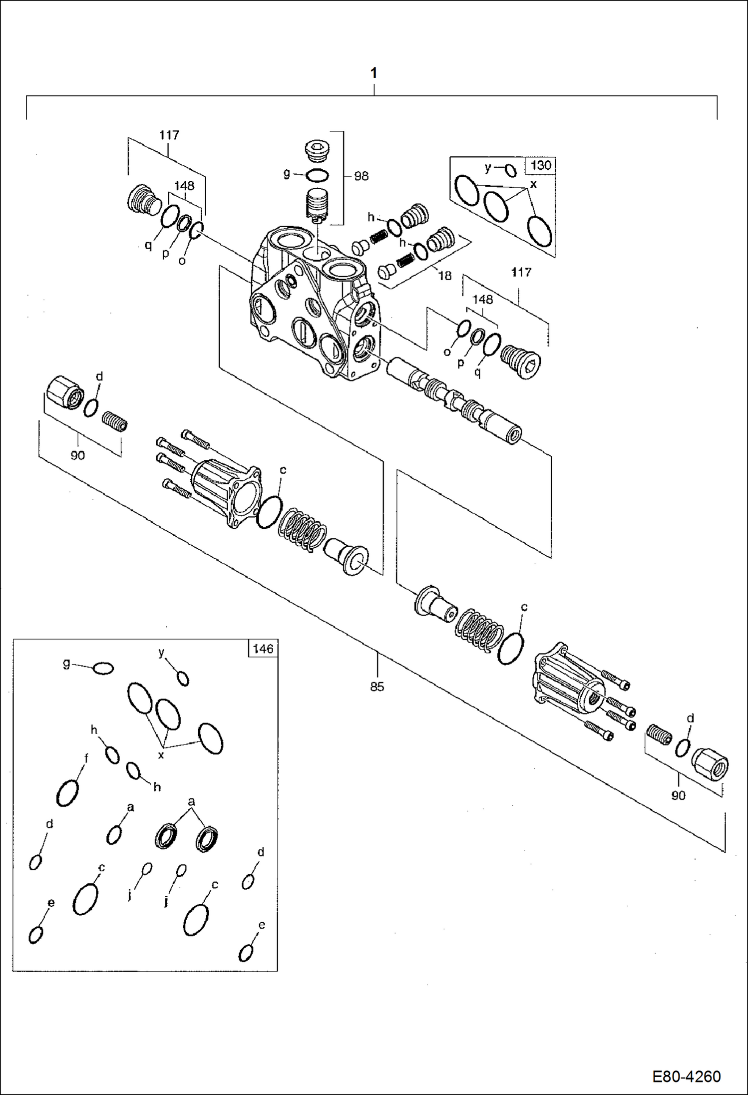 Схема запчастей Bobcat E80 - VALVE SECTION (Slew Section) HYDRAULIC SYSTEM