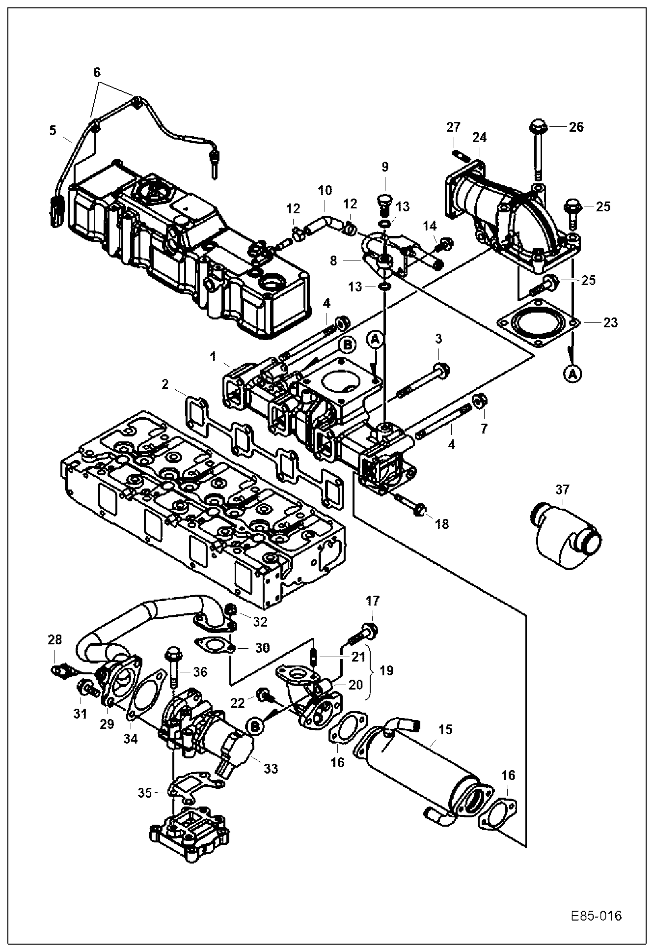 Схема запчастей Bobcat E63 - EXHAUST MANIFOLD POWER UNIT