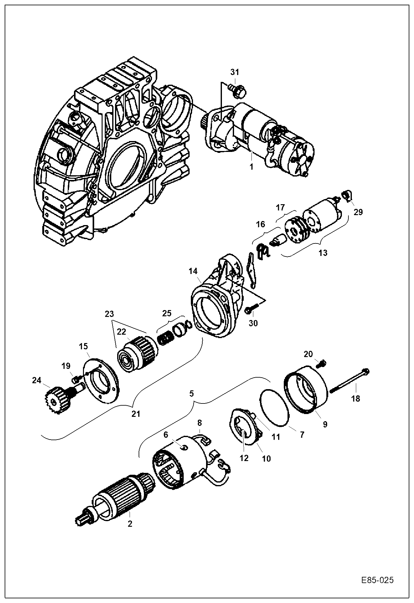 Схема запчастей Bobcat E85 - STARTER ELECTRICAL SYSTEM