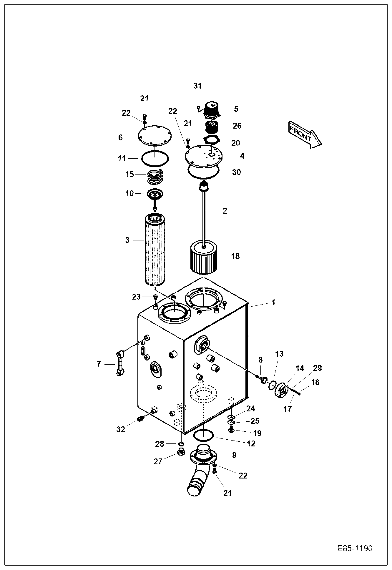 Схема запчастей Bobcat E85 - HYDRAULIC CIRCUITRY (Oil Tank) HYDRAULIC SYSTEM