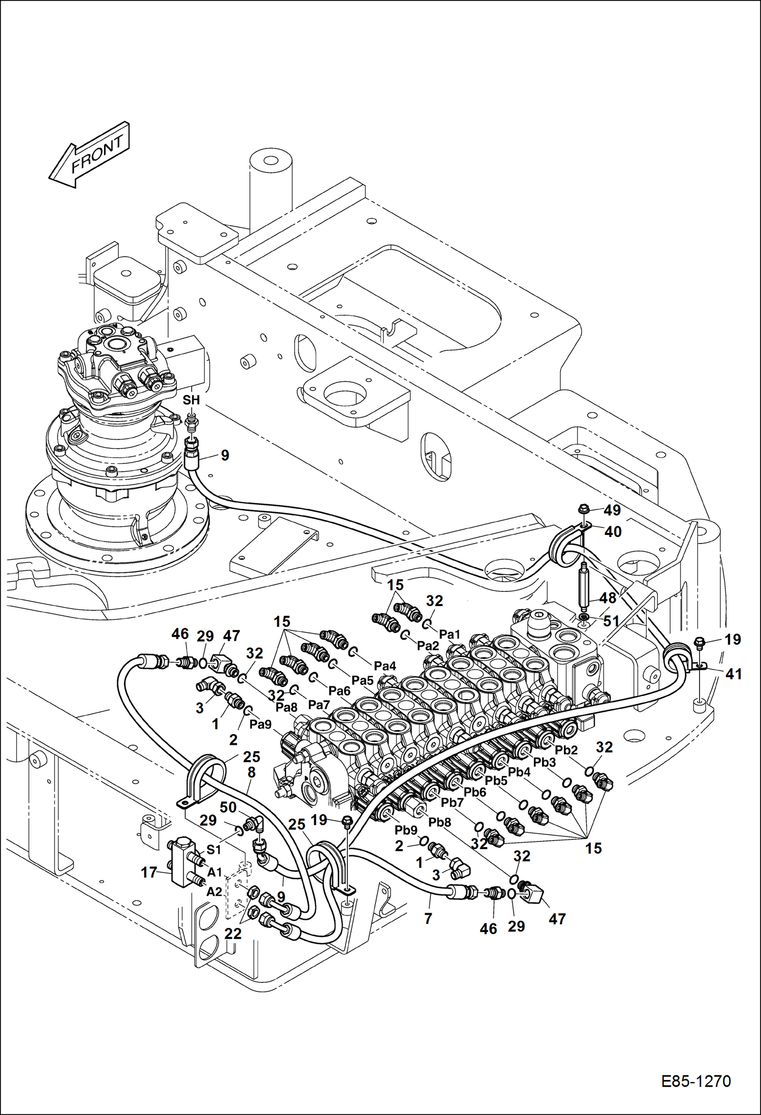 Схема запчастей Bobcat E85 - HYDRAULIC CIRCUITRY (Control Valve) HYDRAULIC SYSTEM