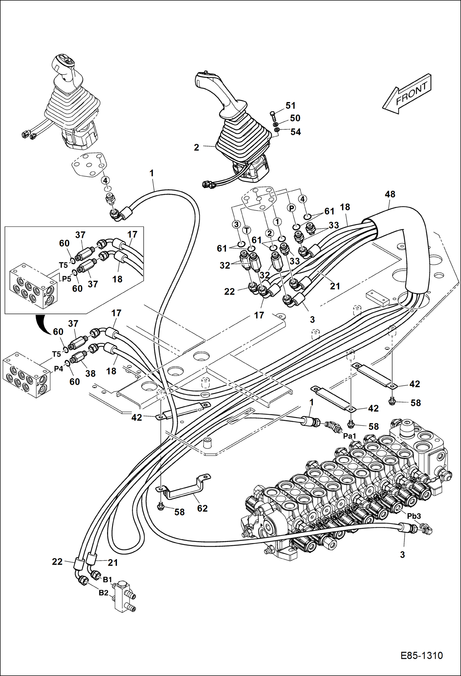 Схема запчастей Bobcat E85 - HYDRAULIC CIRCUITRY (LH Joystick) HYDRAULIC SYSTEM