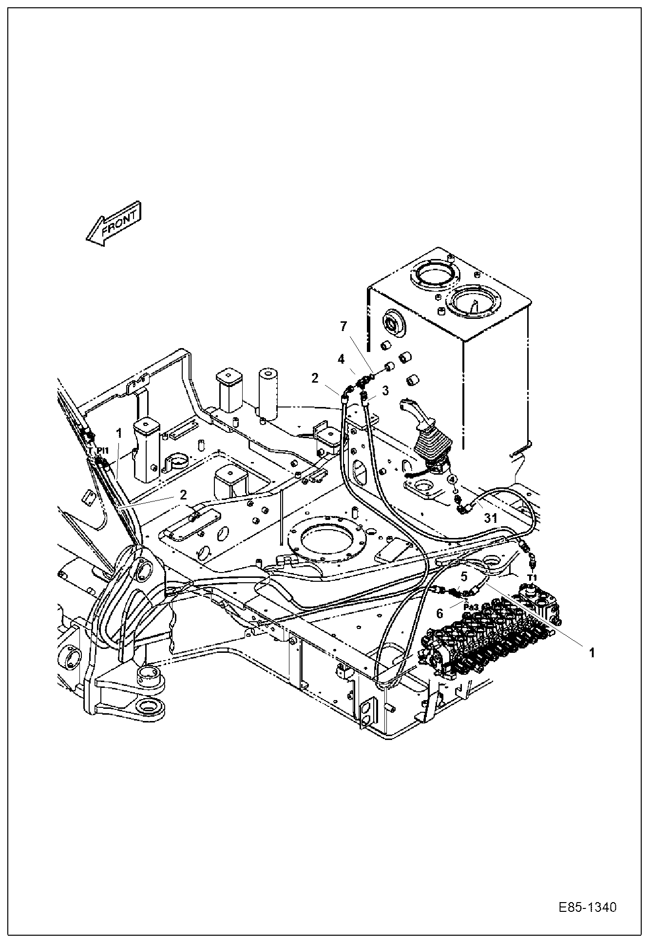 Схема запчастей Bobcat E85 - HYDRAULIC CIRCUITRY (LH Joystick & Arm Lock Valve) HYDRAULIC SYSTEM