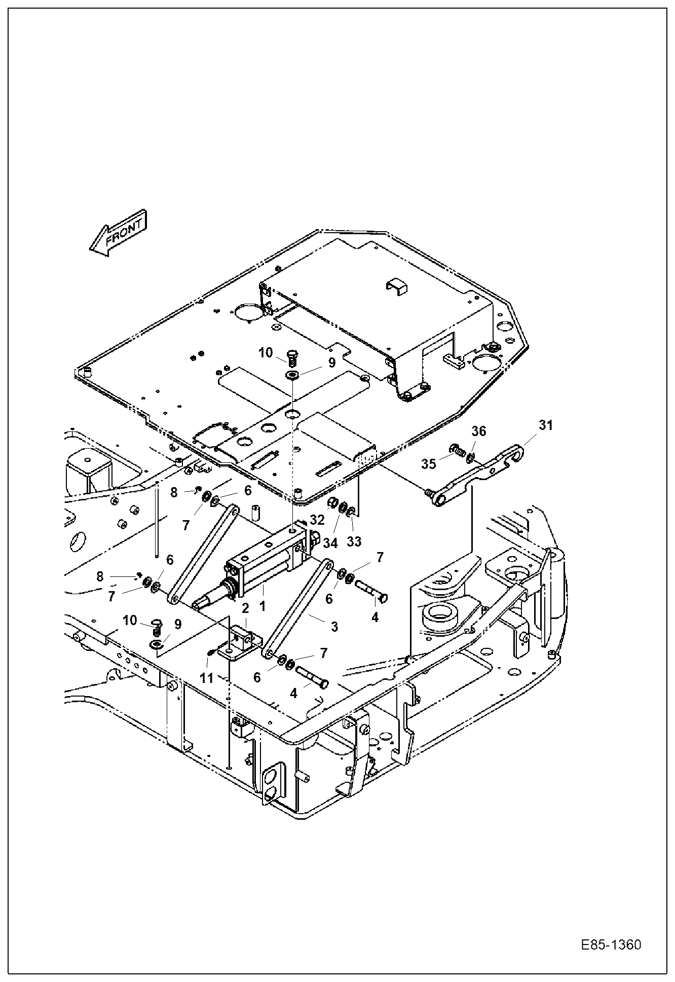 Схема запчастей Bobcat E62 - OPERATOR CAB (Tilting Support) MAIN FRAME