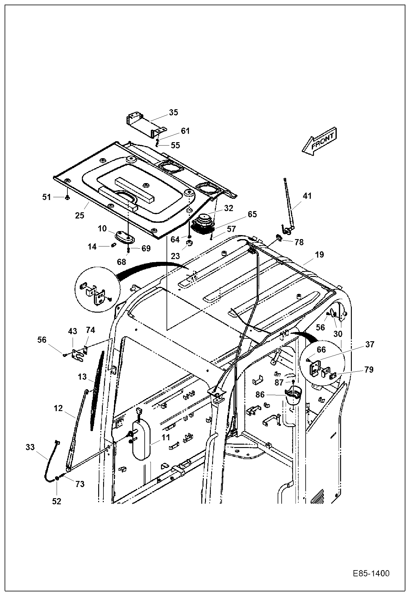 Схема запчастей Bobcat E63 - OPERATOR CAB (Interior) MAIN FRAME