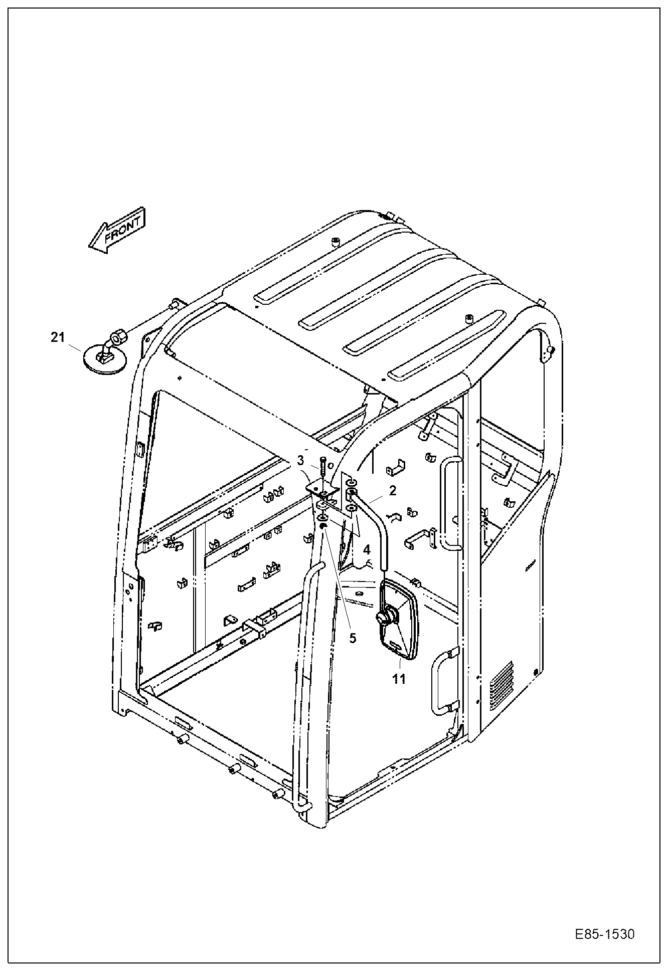 Схема запчастей Bobcat E85 - SIDE MIRROR MAIN FRAME