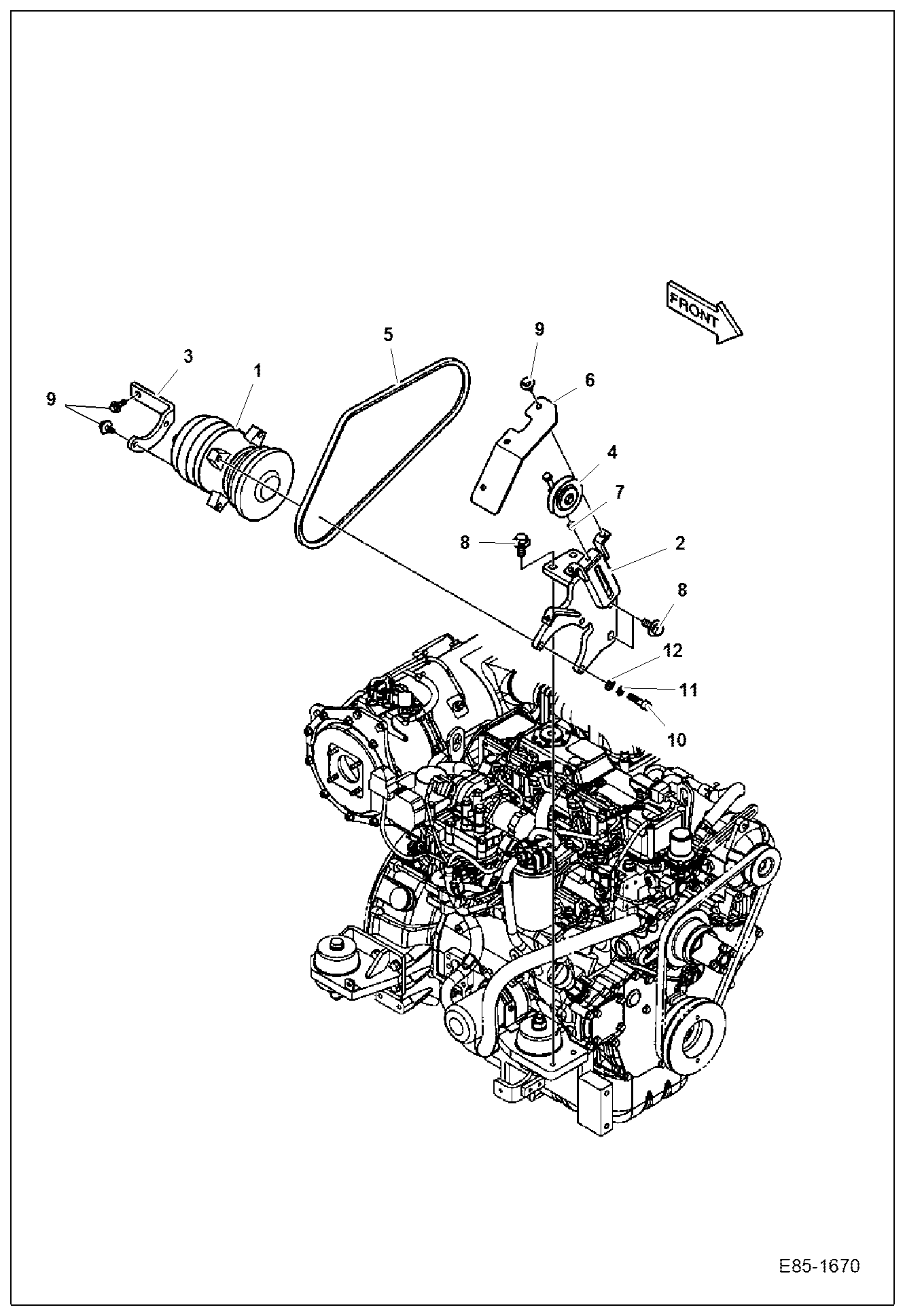 Схема запчастей Bobcat E63 - AIR CONDITIONING (Compressor) MAIN FRAME