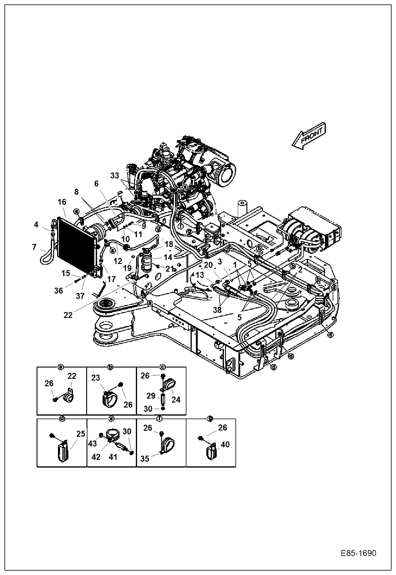 Схема запчастей Bobcat E85 - AIR CONDITIONING (Chassis) MAIN FRAME