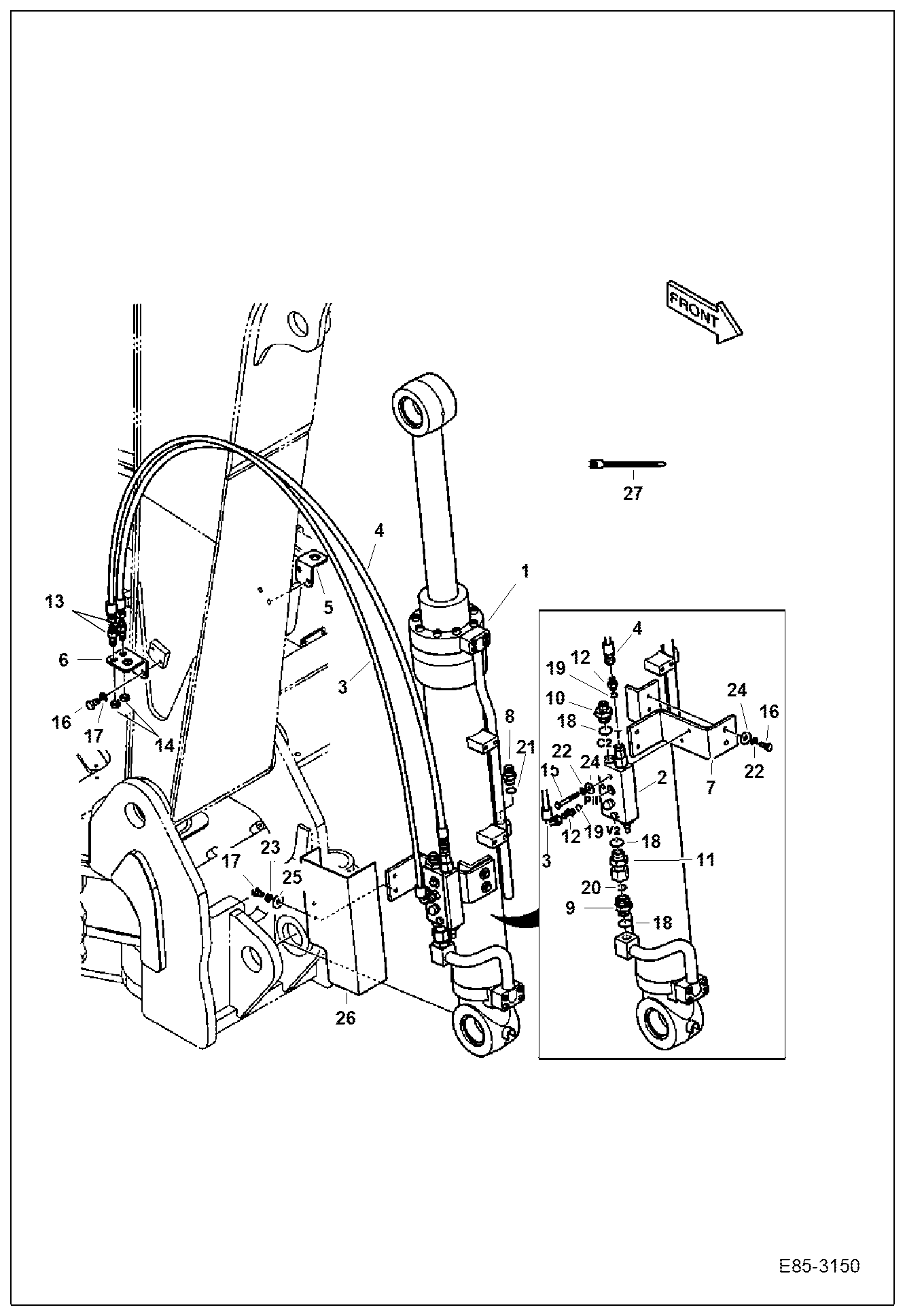 Схема запчастей Bobcat E85 - HYDRAULIC CIRCUITRY (Boom Load Holding Valve) HYDRAULIC SYSTEM