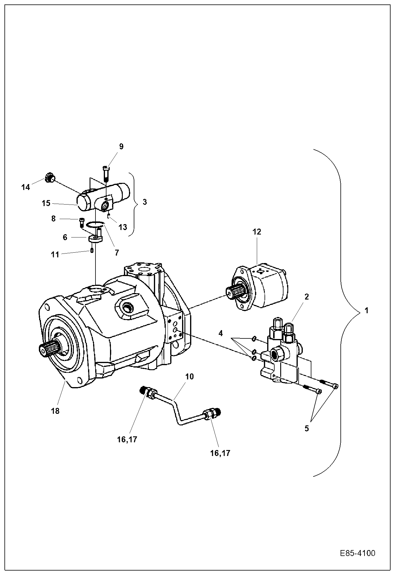 Схема запчастей Bobcat E85 - HYDRAULIC PUMP (Gear Pump & Pilot Valve) HYDRAULIC SYSTEM