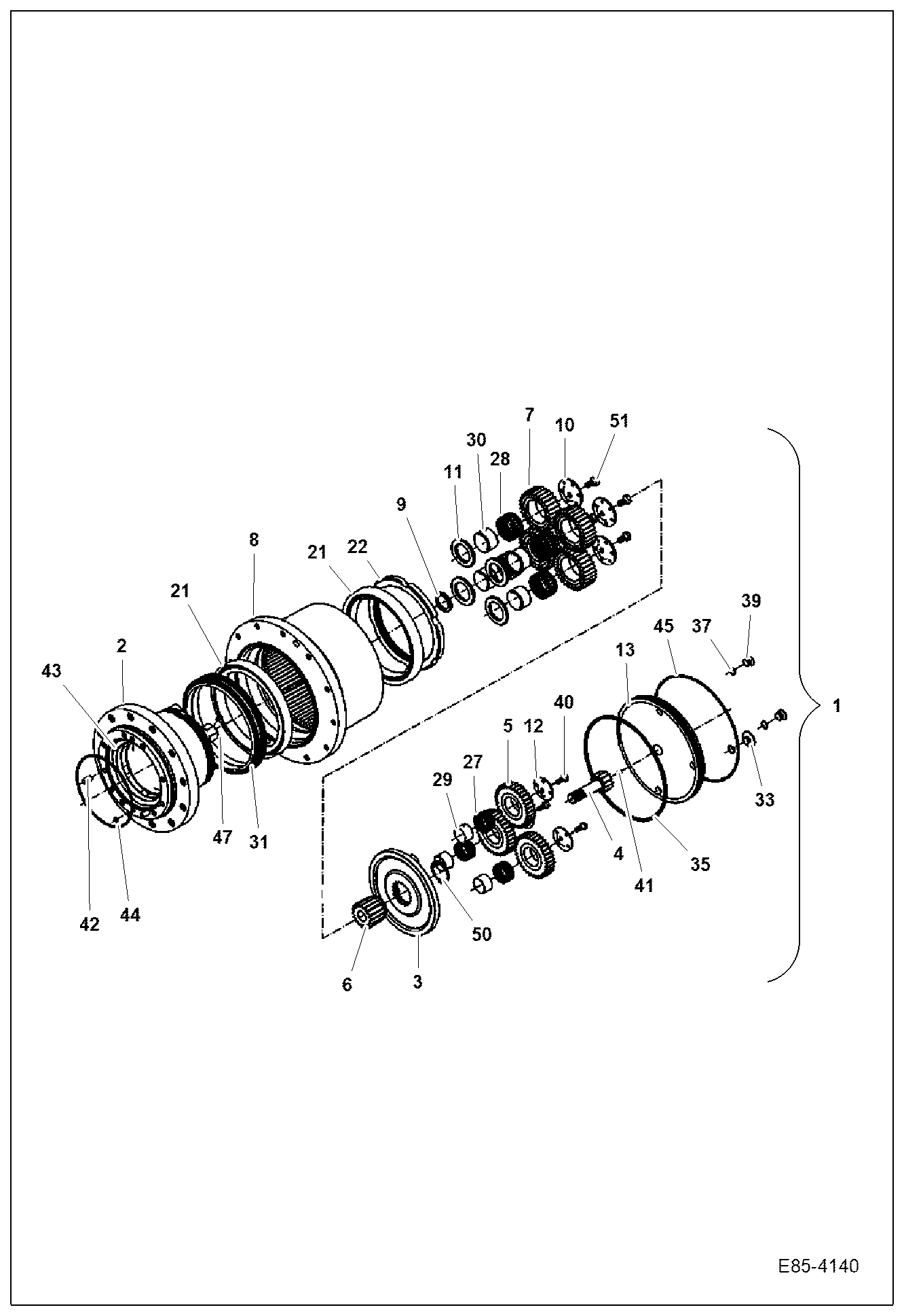 Схема запчастей Bobcat E85 - DRIVE MOTOR (Reduction Gear) HYDRAULIC SYSTEM