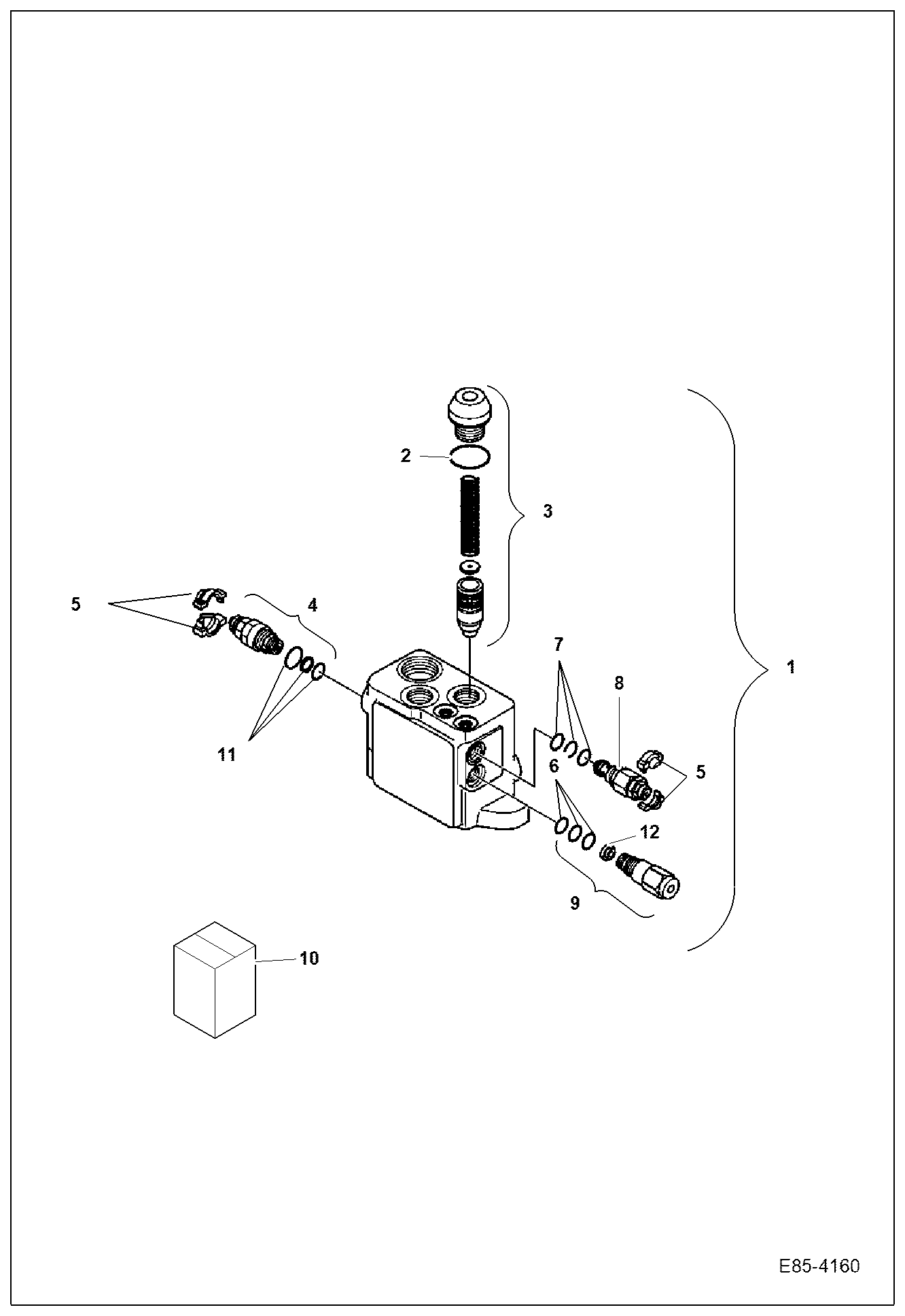 Схема запчастей Bobcat E85 - VALVE SECTION (Inlet Section) HYDRAULIC SYSTEM