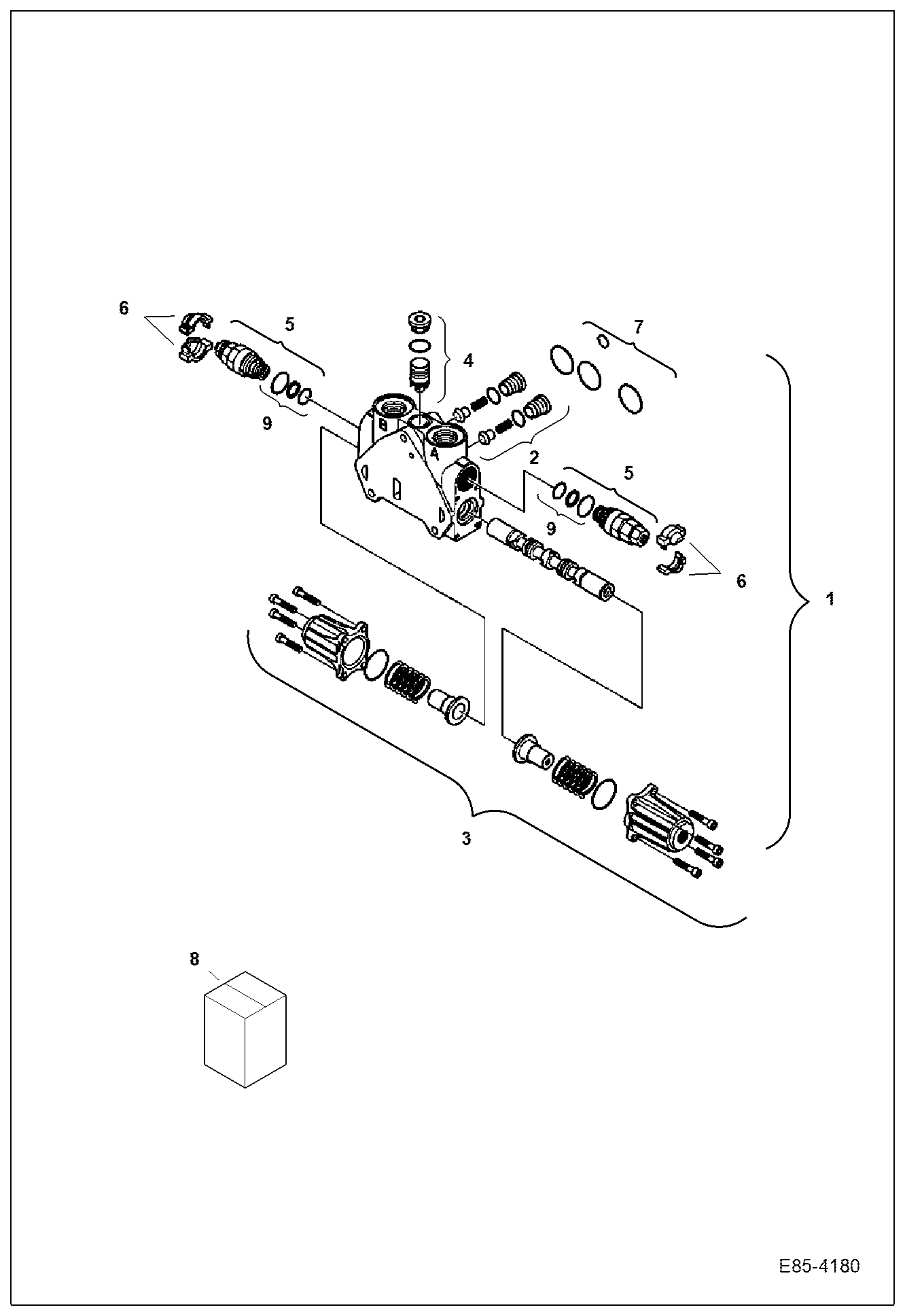 Схема запчастей Bobcat E85 - VALVE SECTION (Bucket Section) HYDRAULIC SYSTEM