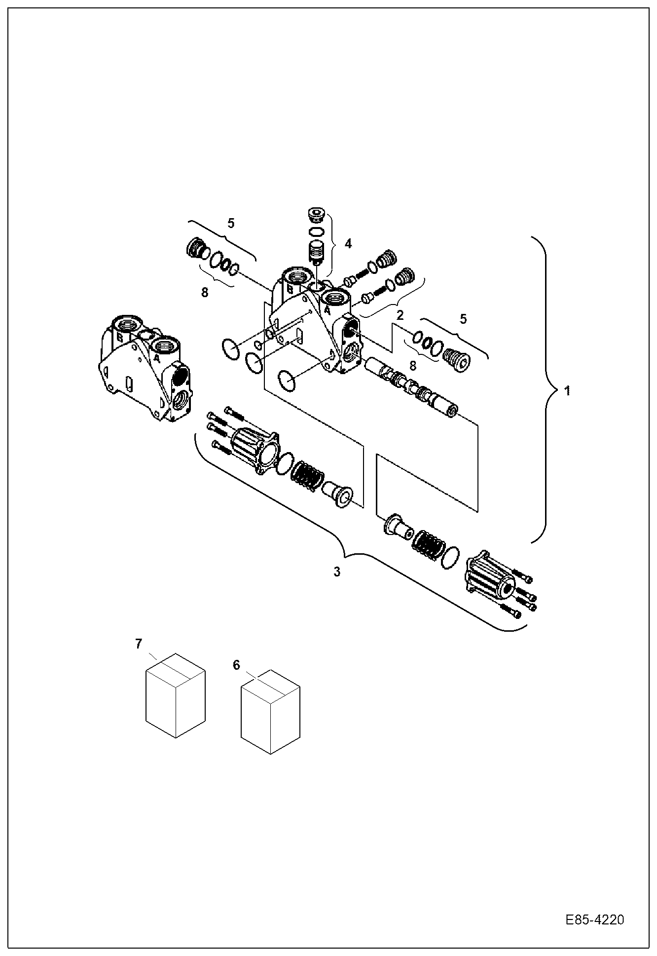 Схема запчастей Bobcat E85 - VALVE SECTION (Travel LH Section) HYDRAULIC SYSTEM