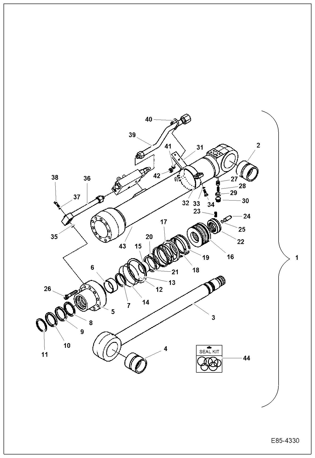 Схема запчастей Bobcat E85 - ARM CYLINDER (W/Lock Valve) HYDRAULIC SYSTEM