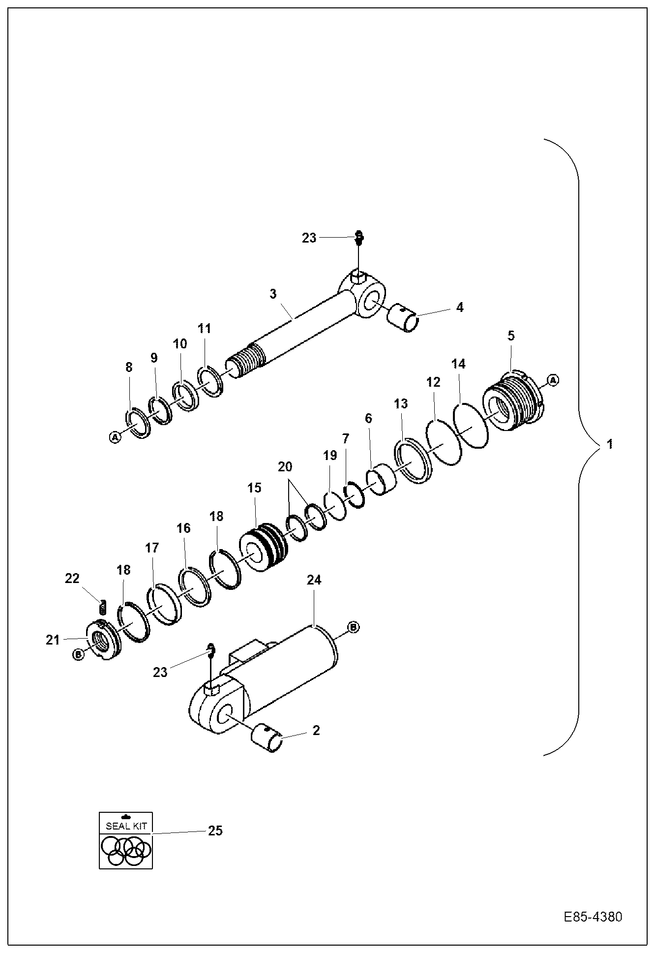 Схема запчастей Bobcat E85 - BLADE CYLINDER (LH W/Lock Valve) HYDRAULIC SYSTEM