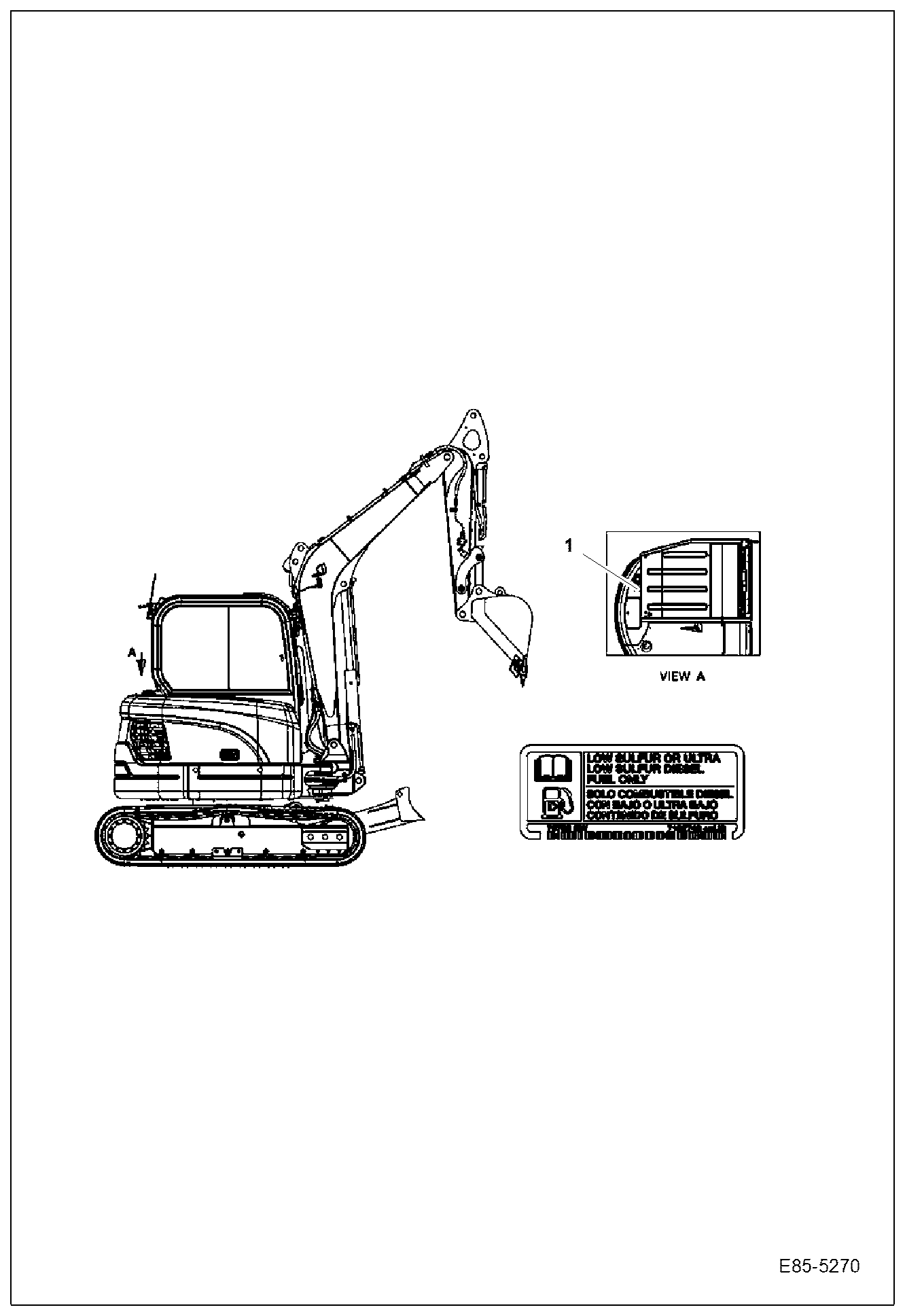 Схема запчастей Bobcat E63 - DECALS (Diesel) ACCESSORIES & OPTIONS