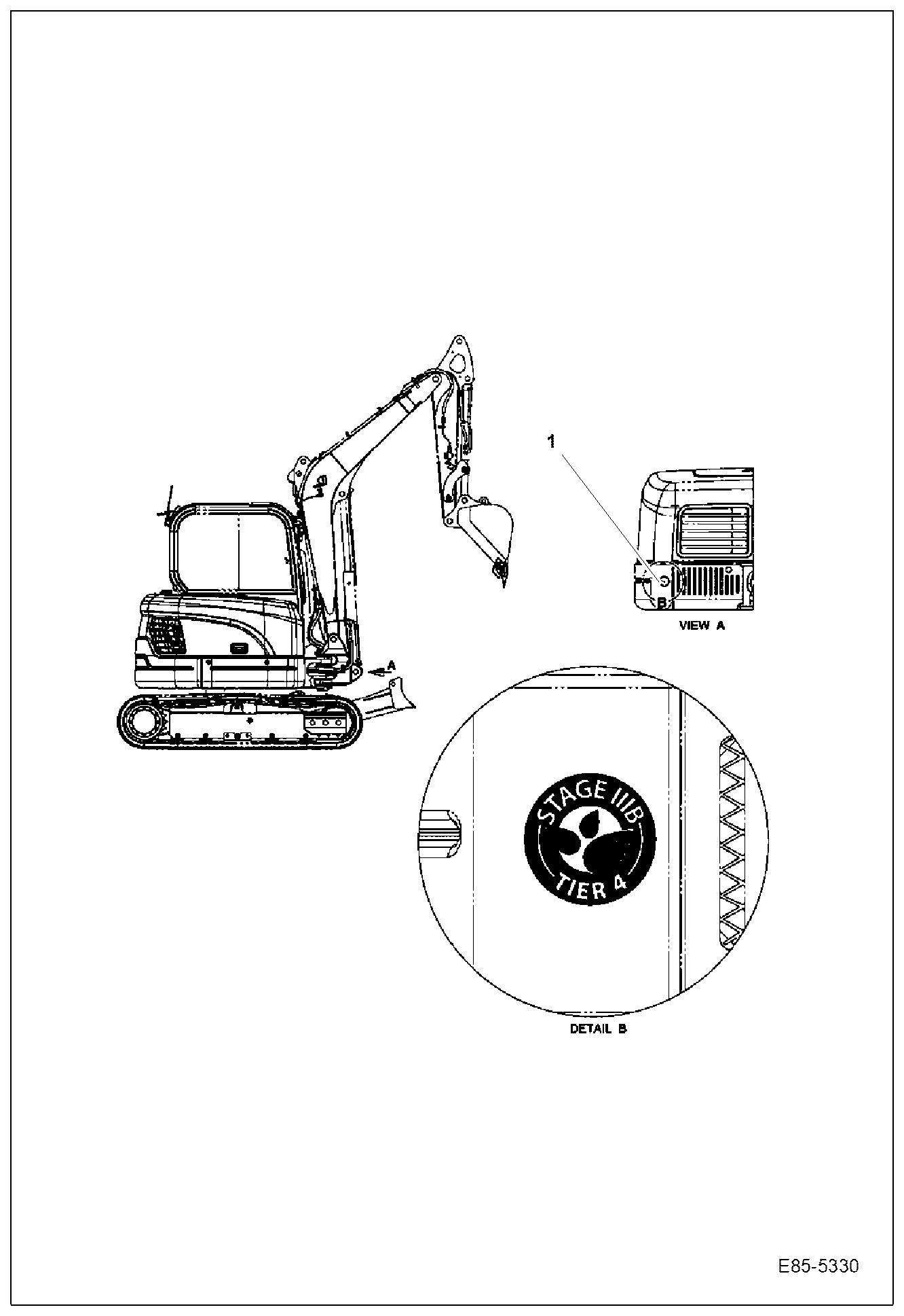 Схема запчастей Bobcat E85 - DECALS (Stage IIIB) ACCESSORIES & OPTIONS