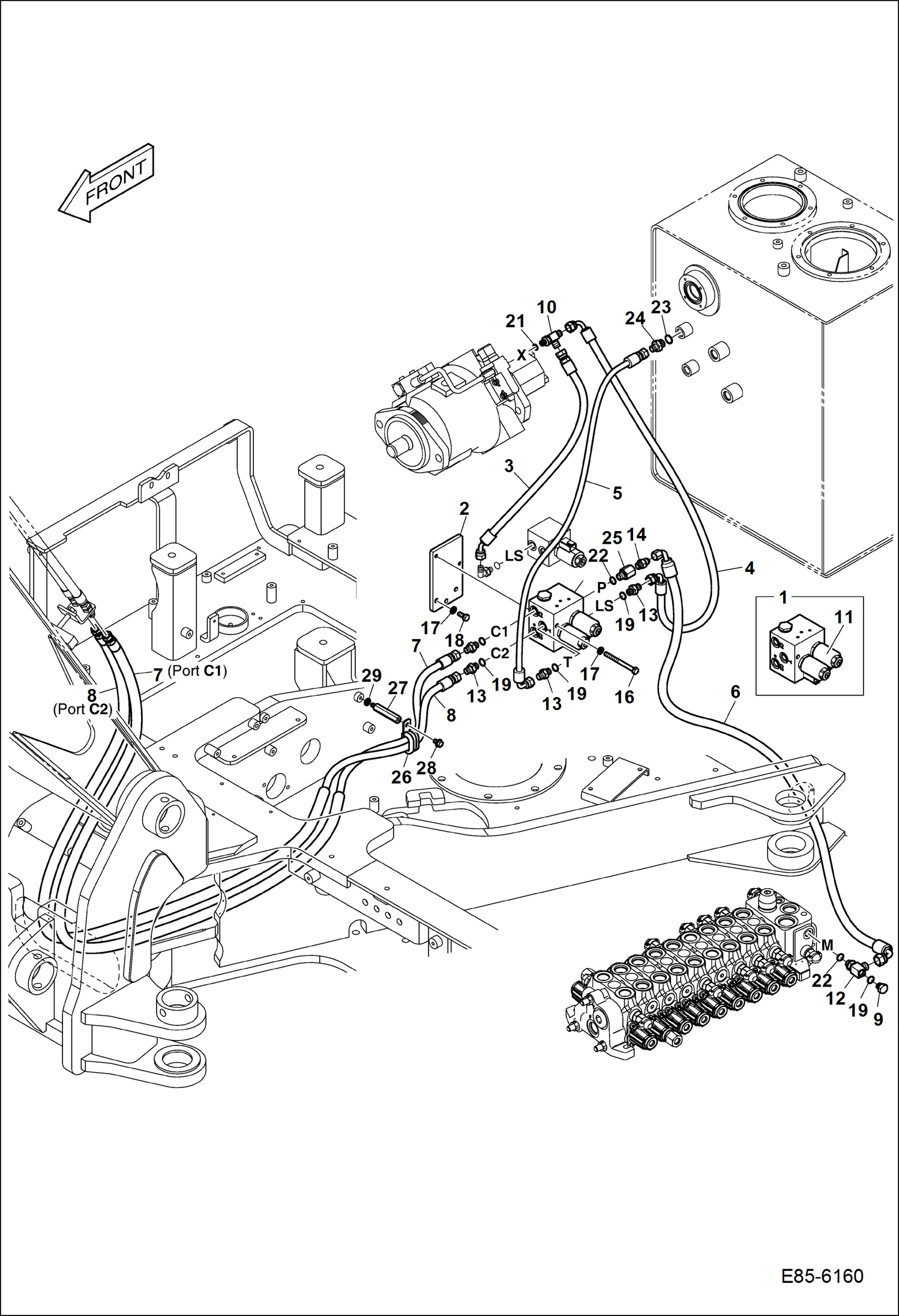 Схема запчастей Bobcat E85 - 2ND AUXILIARY/ROTATION (Work) ACCESSORIES & OPTIONS