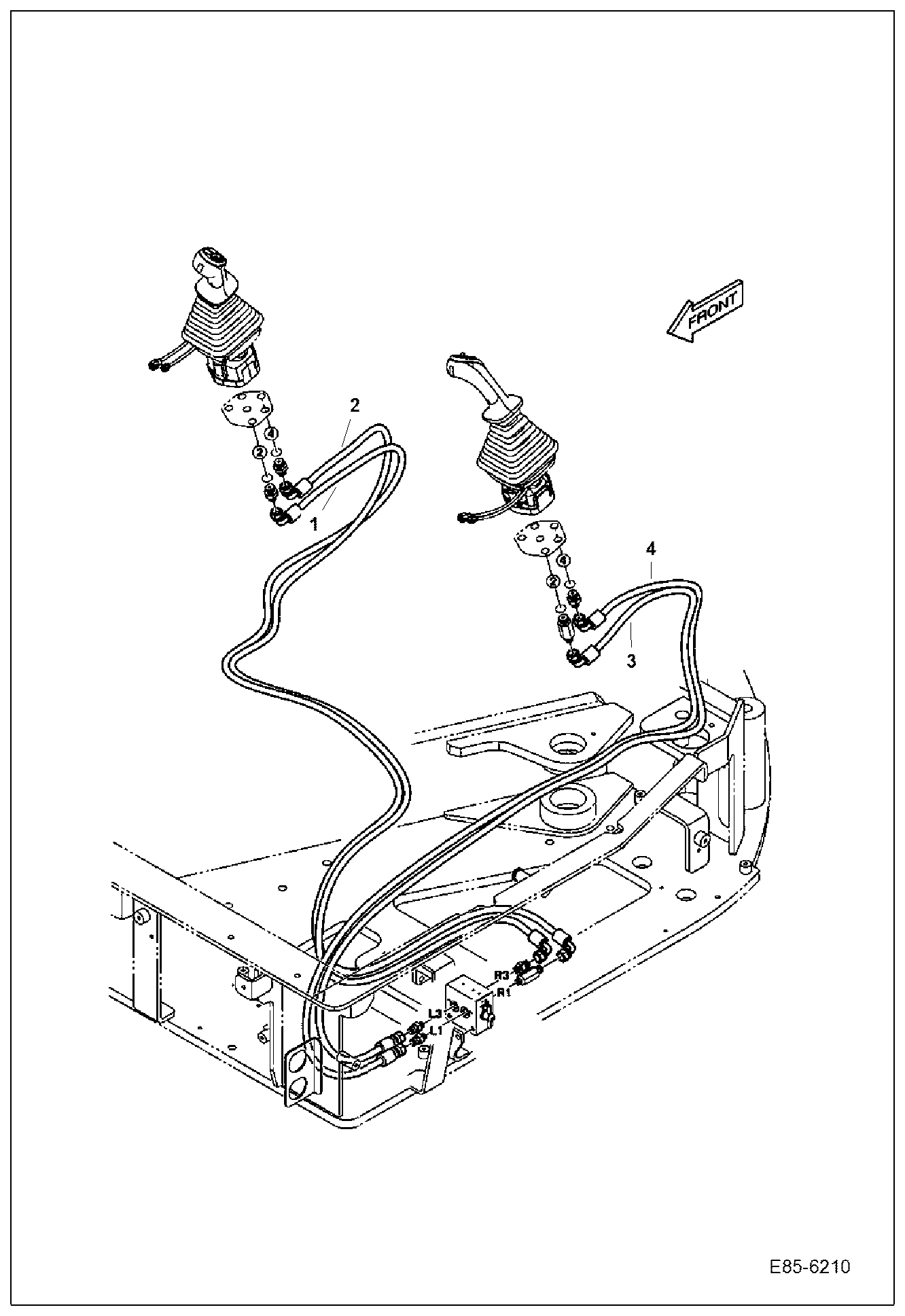 Схема запчастей Bobcat E85 - HYDRAULIC PILOT CIRCUITRY (Arm & Boom) HYDRAULIC SYSTEM