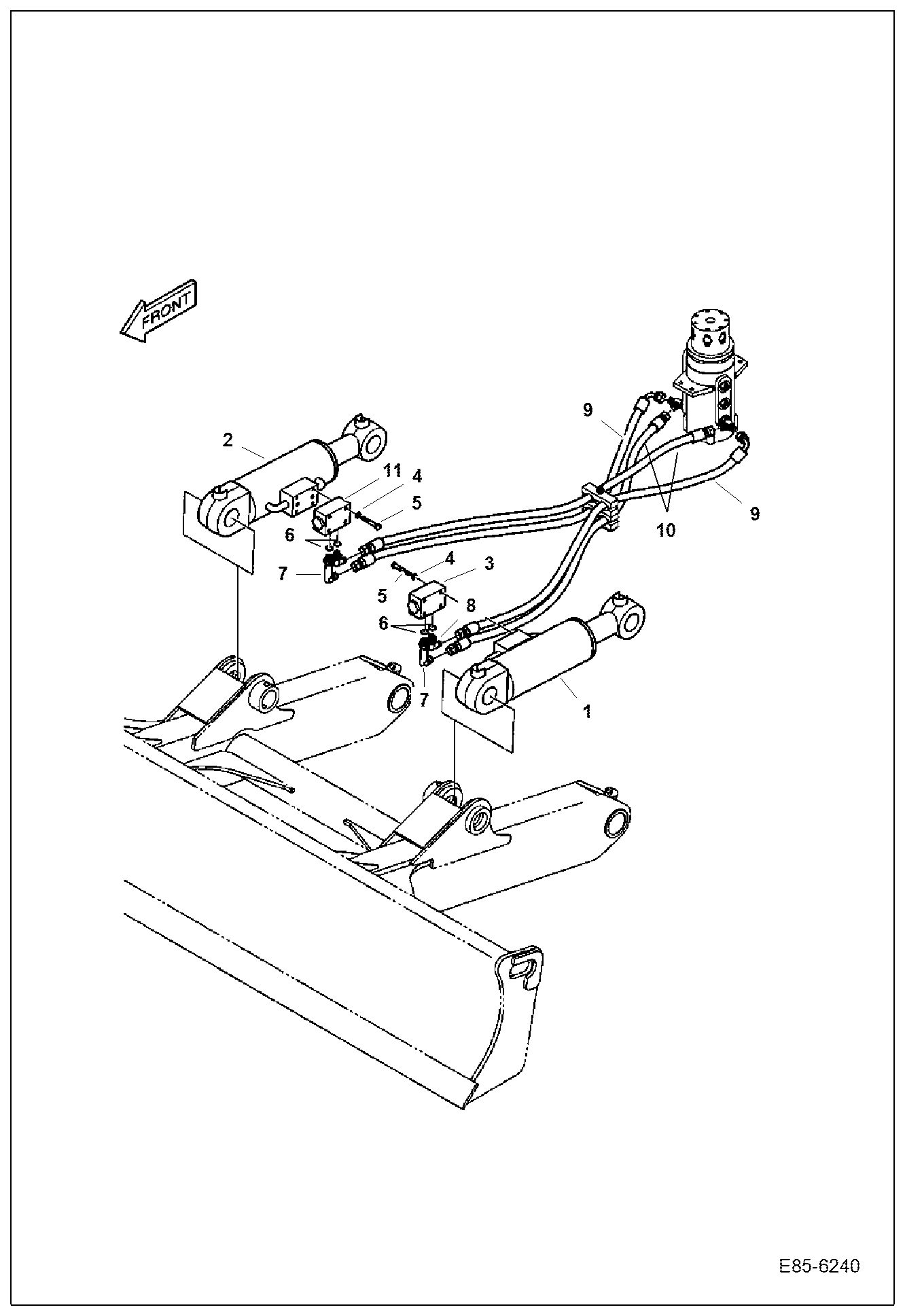 Схема запчастей Bobcat E85 - HYDRAULIC CIRCUITRY (Lower) (Blade W/Lock Valve) HYDRAULIC SYSTEM